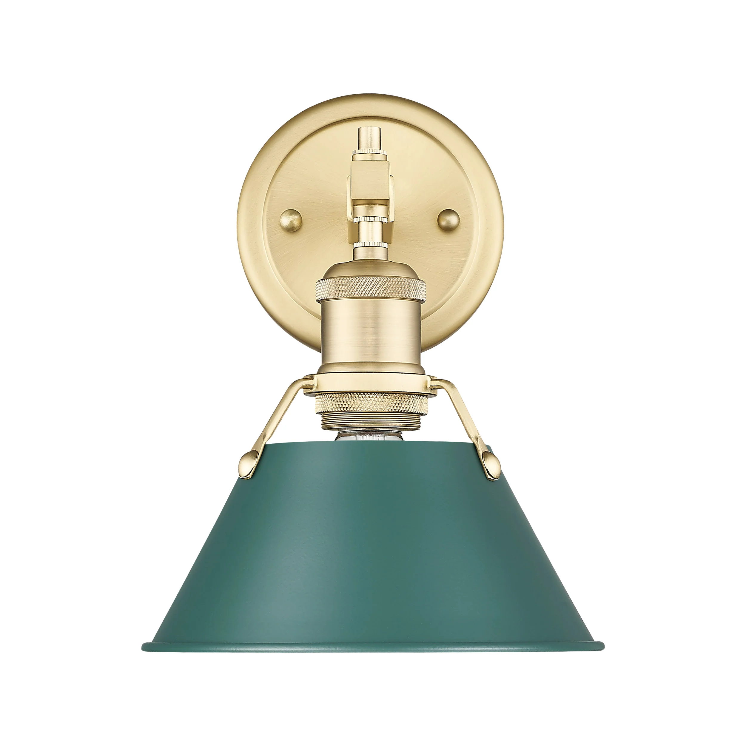 Orwell 1-light Vanity in Brushed Champagne Brass and Pine Green shade - Image 4