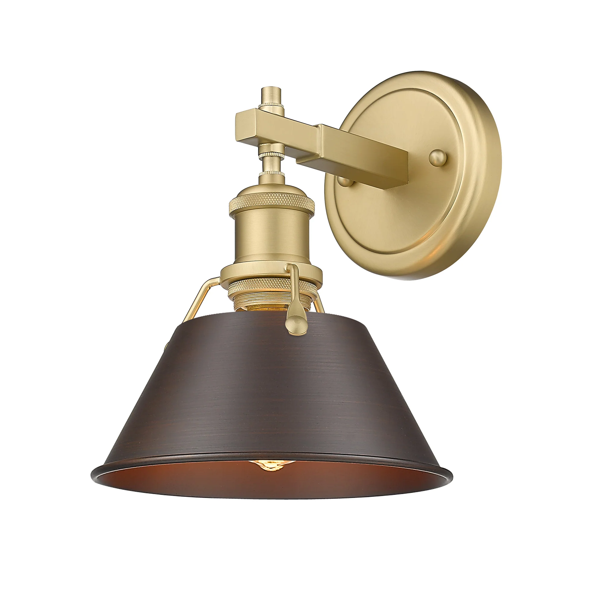 Orwell 1-light Vanity in Brushed Champagne Brass and Rubbed Bronze shade