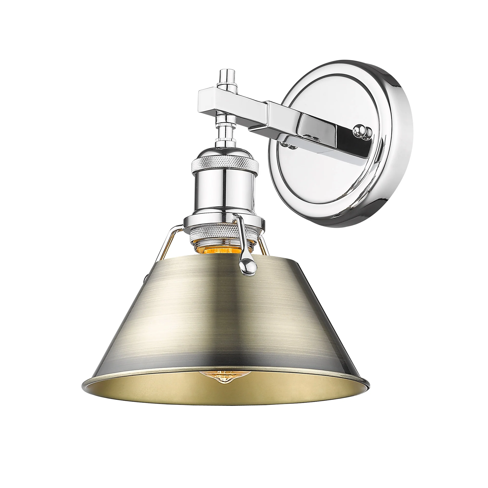 Orwell 1-light Vanity in Chrome and Aged Brass shade