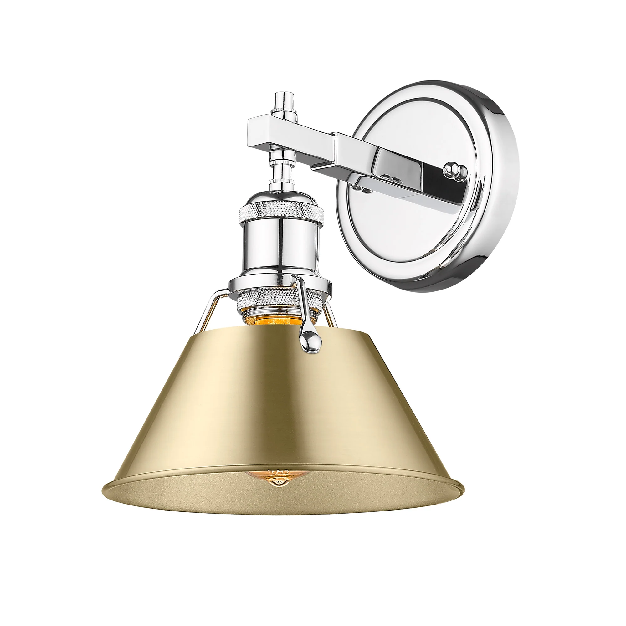 Orwell 1-light Vanity in Chrome and Brushed Champagne Brass shade