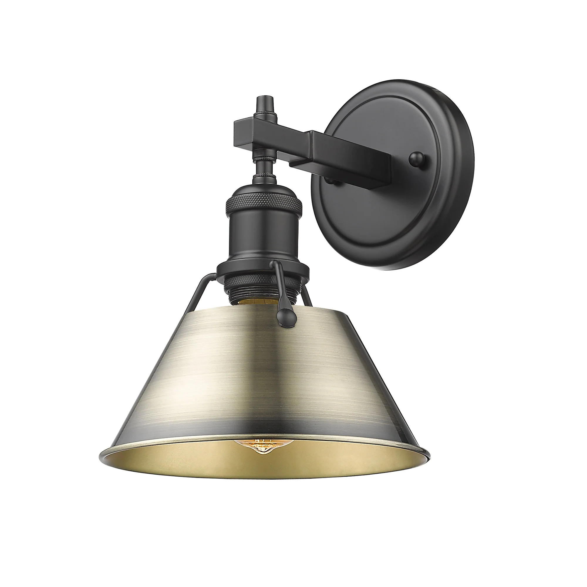 Orwell 1-light Vanity in Matte Black and Aged Brass shade