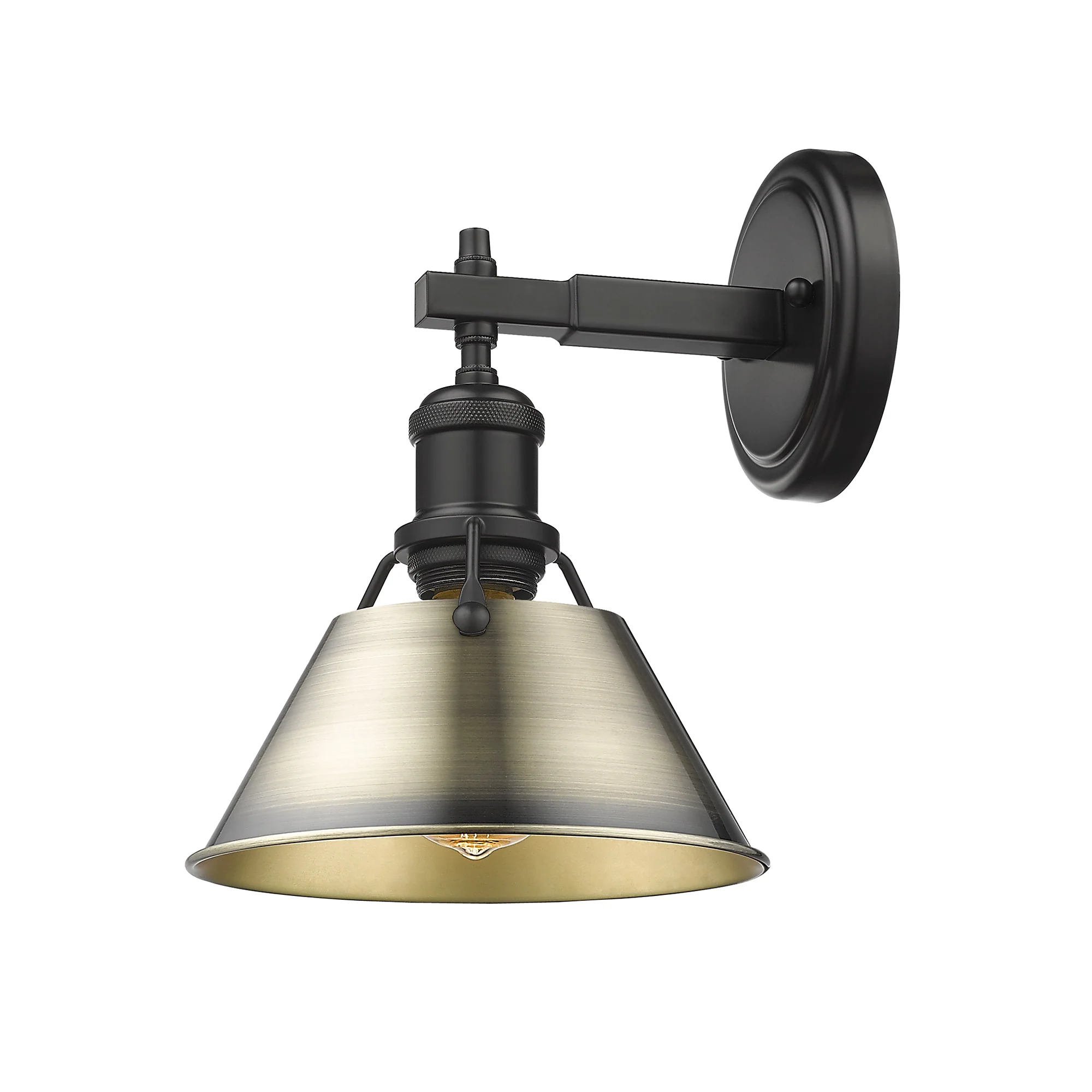 Orwell 1-light Vanity in Matte Black and Aged Brass shade - Image 2