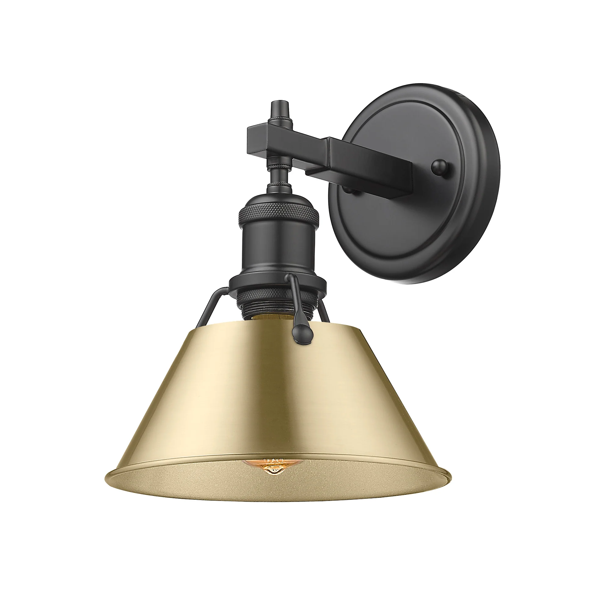 Orwell 1-light Vanity in Matte Black and Brushed Champagne Brass shade