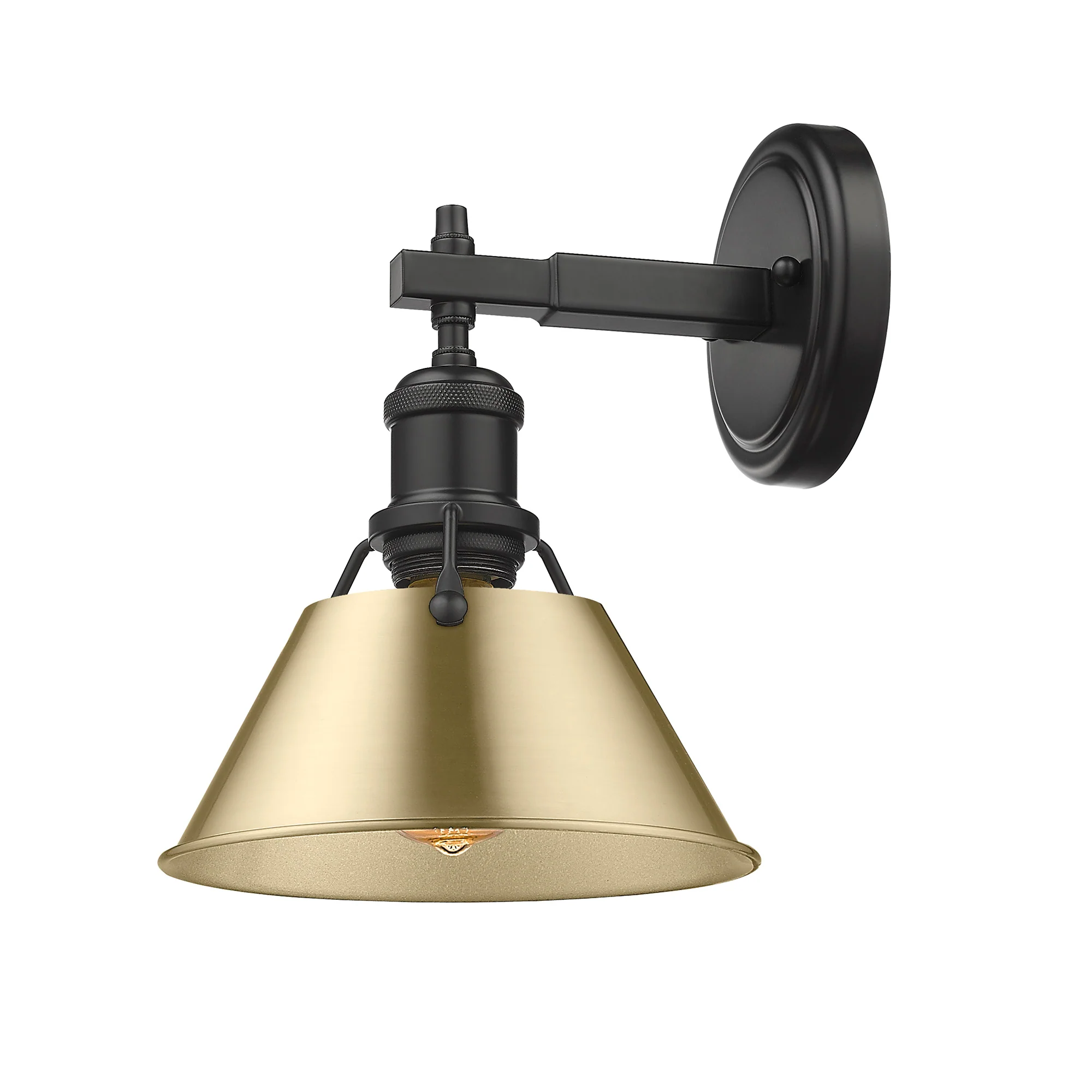 Orwell 1-light Vanity in Matte Black and Brushed Champagne Brass shade - Image 2