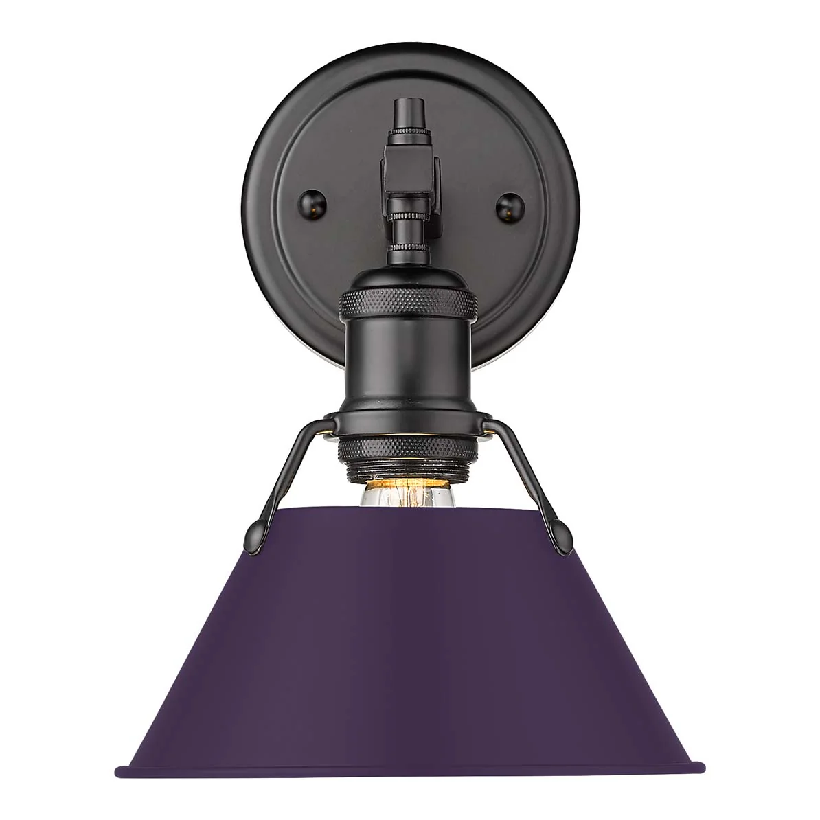 Orwell 1-light Vanity in Matte Black and Exotic Purple shade - Image 3