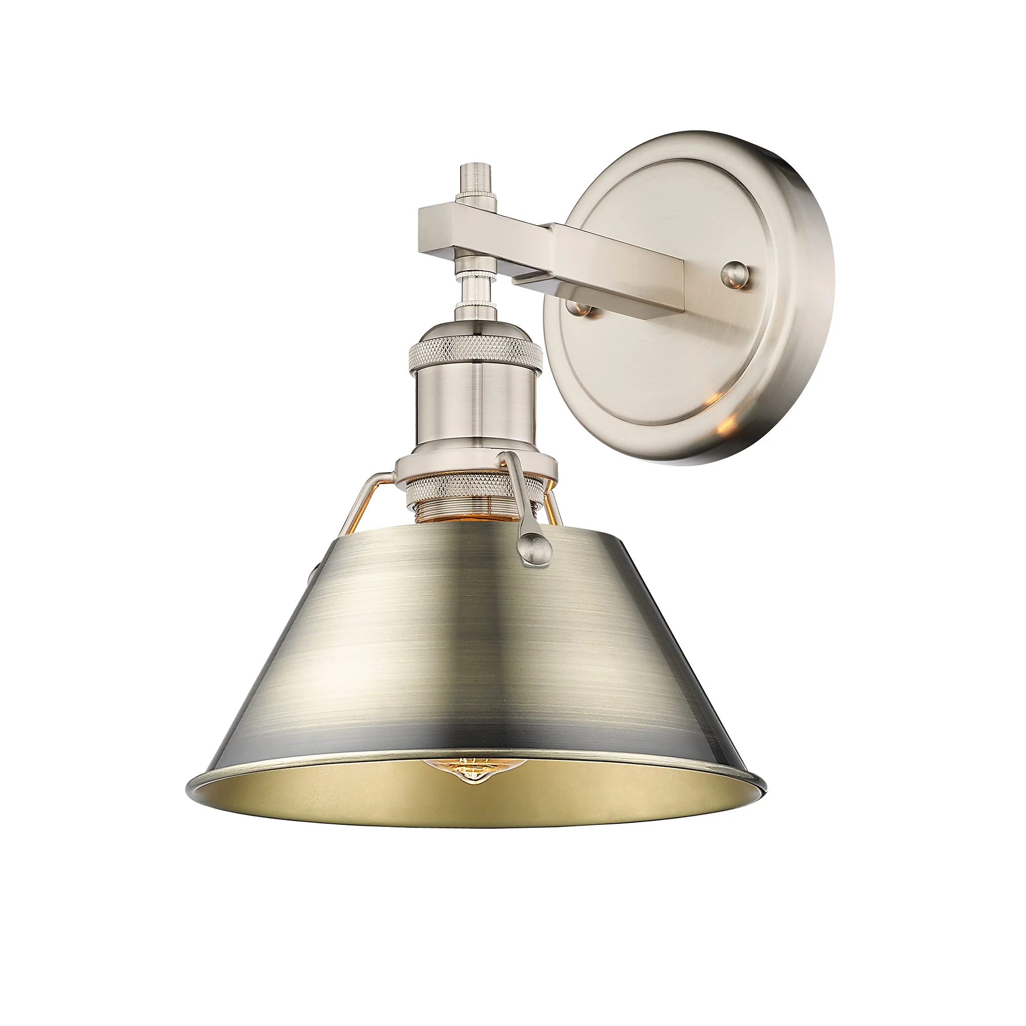 Orwell 1-light Vanity in Pewter and Aged Brass shade