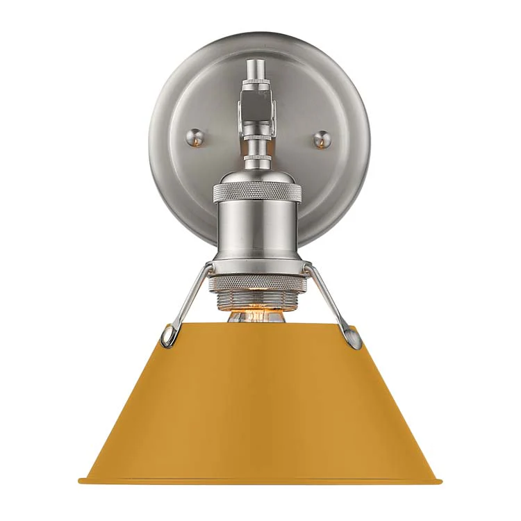 Orwell 1-light Vanity in Pewter and Auric Yellow shade - Image 2