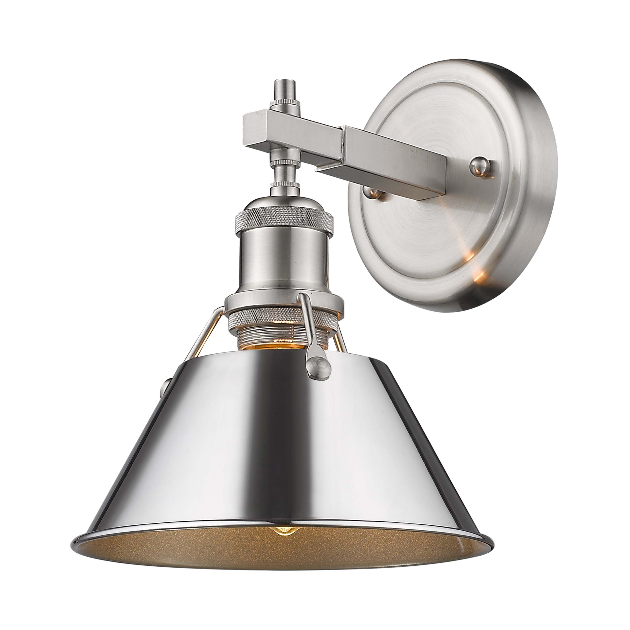 Orwell 1-light Vanity in Pewter and Chrome shade