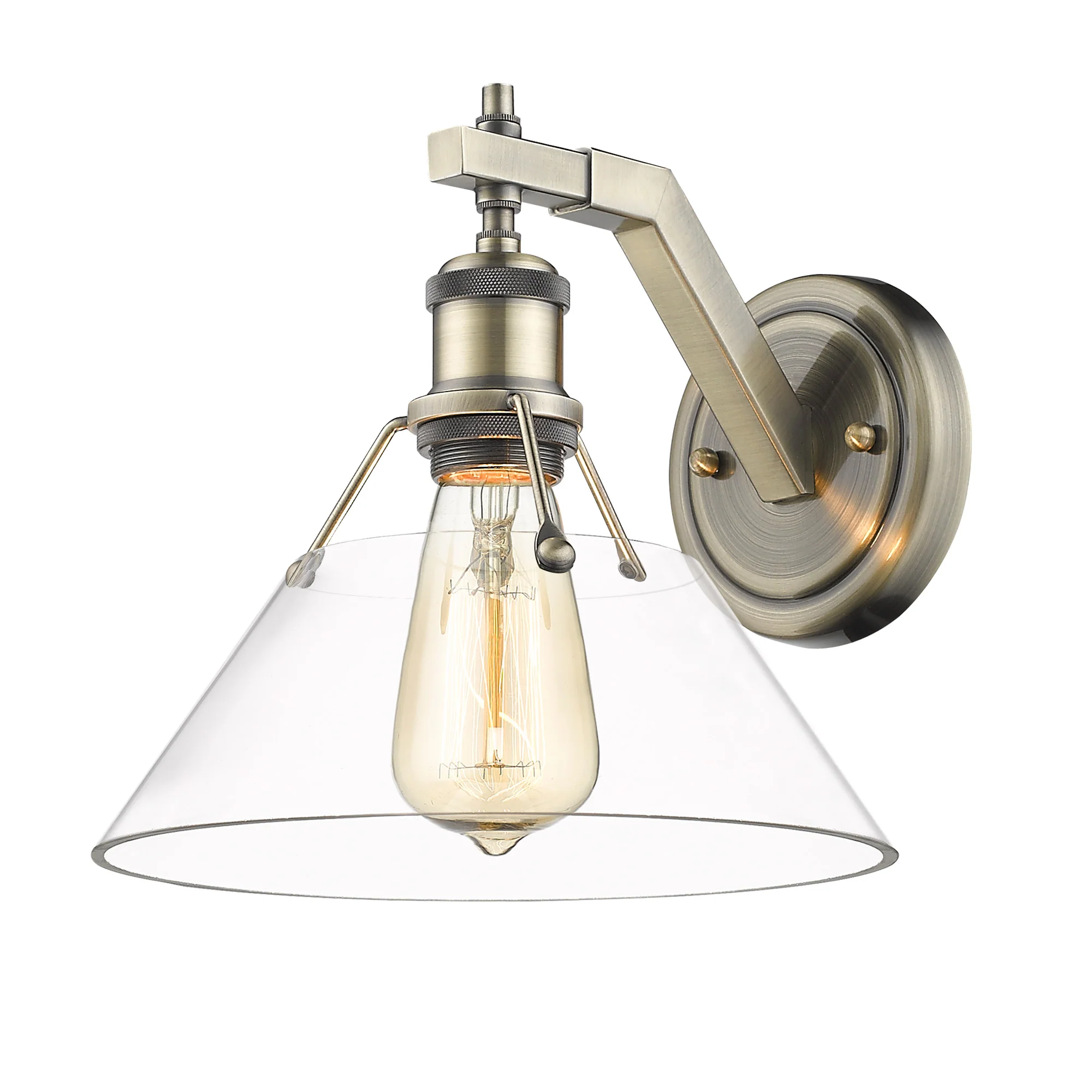 Orwell 1-light Wall Sconce in Aged Brass and Clear Glass
