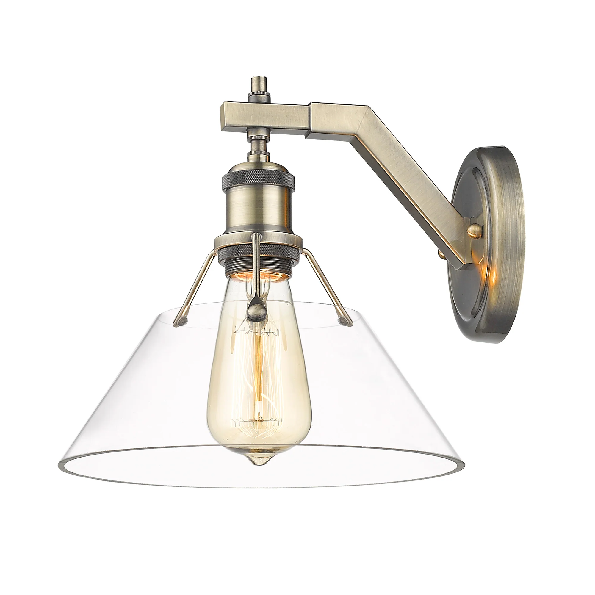 Orwell 1-light Wall Sconce in Aged Brass and Clear Glass - Image 2