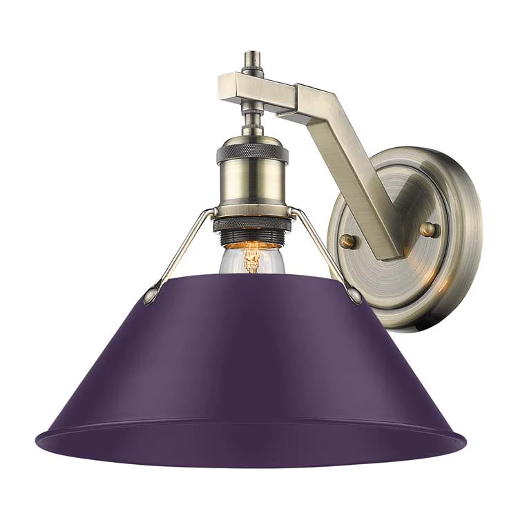 Orwell 1-light Wall Sconce in Aged Brass and Exotic Purple shade