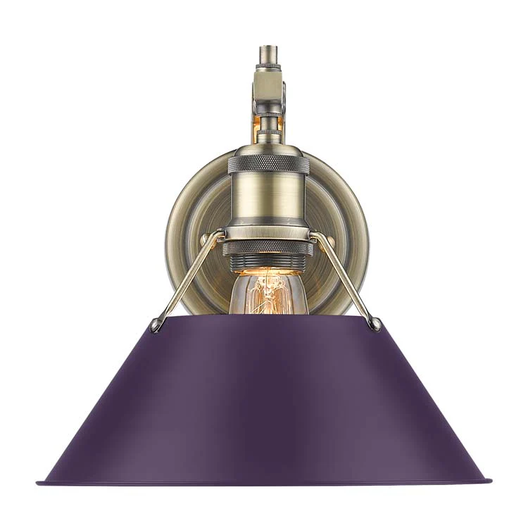 Orwell 1-light Wall Sconce in Aged Brass and Exotic Purple shade - Image 2
