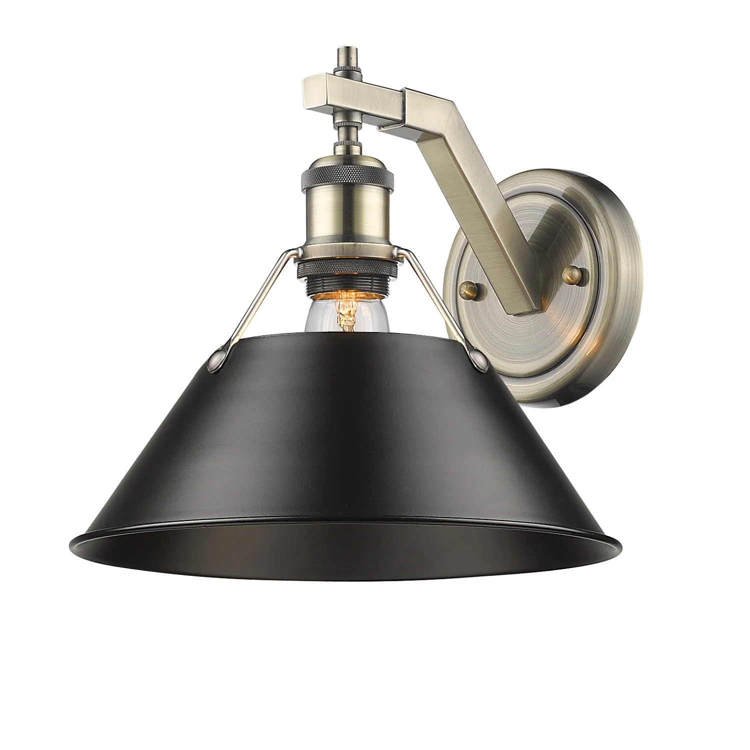 Orwell 1-light Wall Sconce in Aged Brass and Matte Black shade