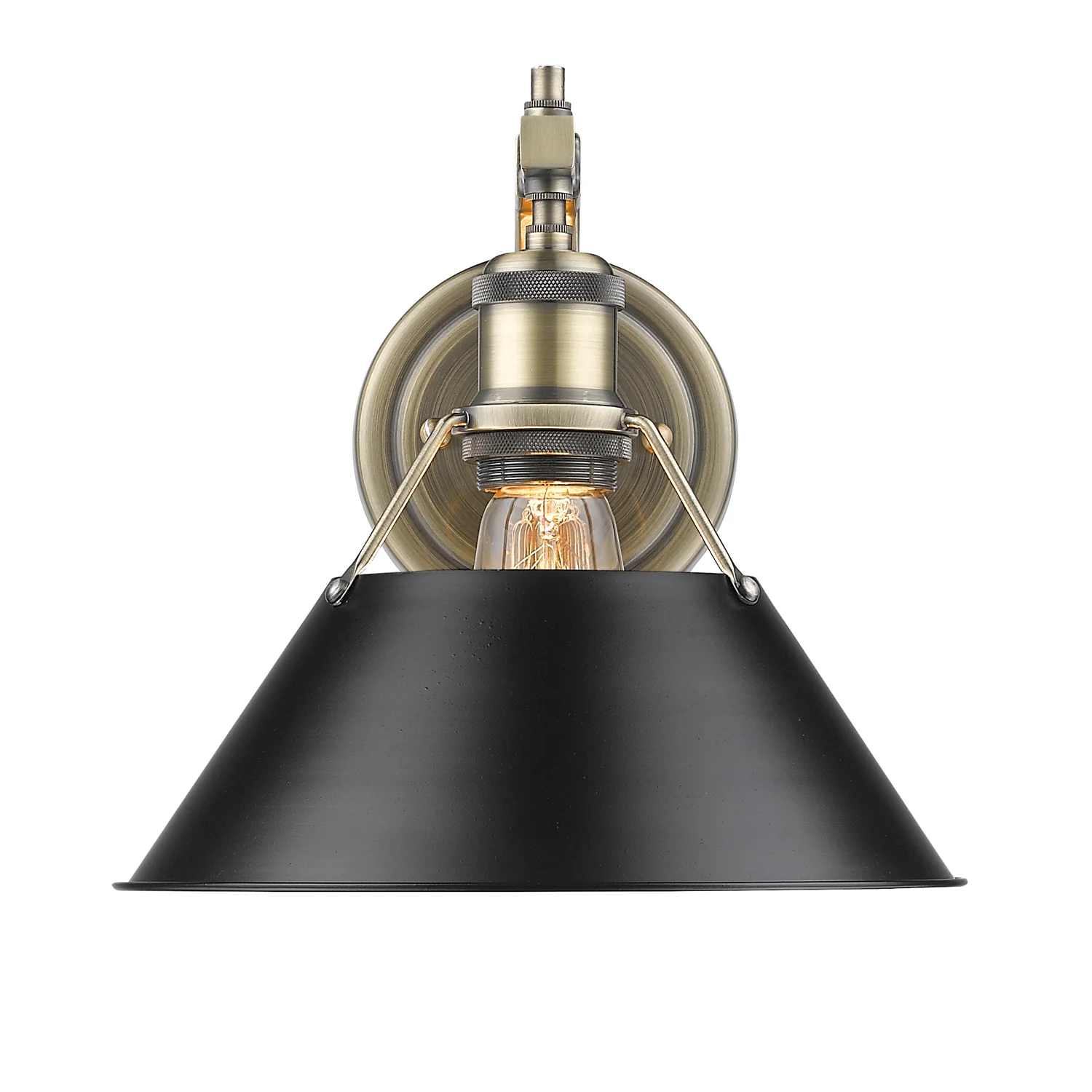 Orwell 1-light Wall Sconce in Aged Brass and Matte Black shade - Image 2