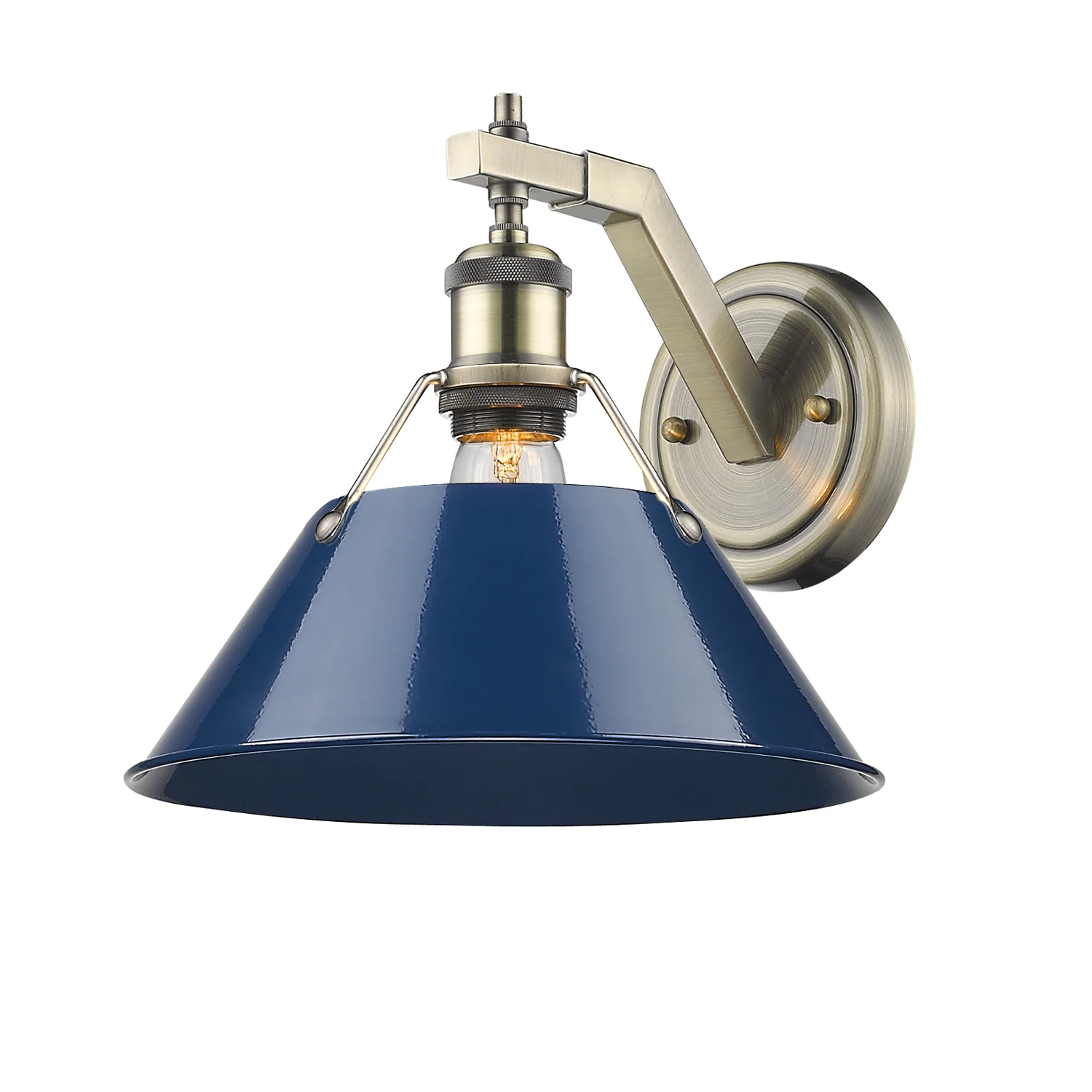 Orwell 1-light Wall Sconce in Aged Brass and Navy Blue shade