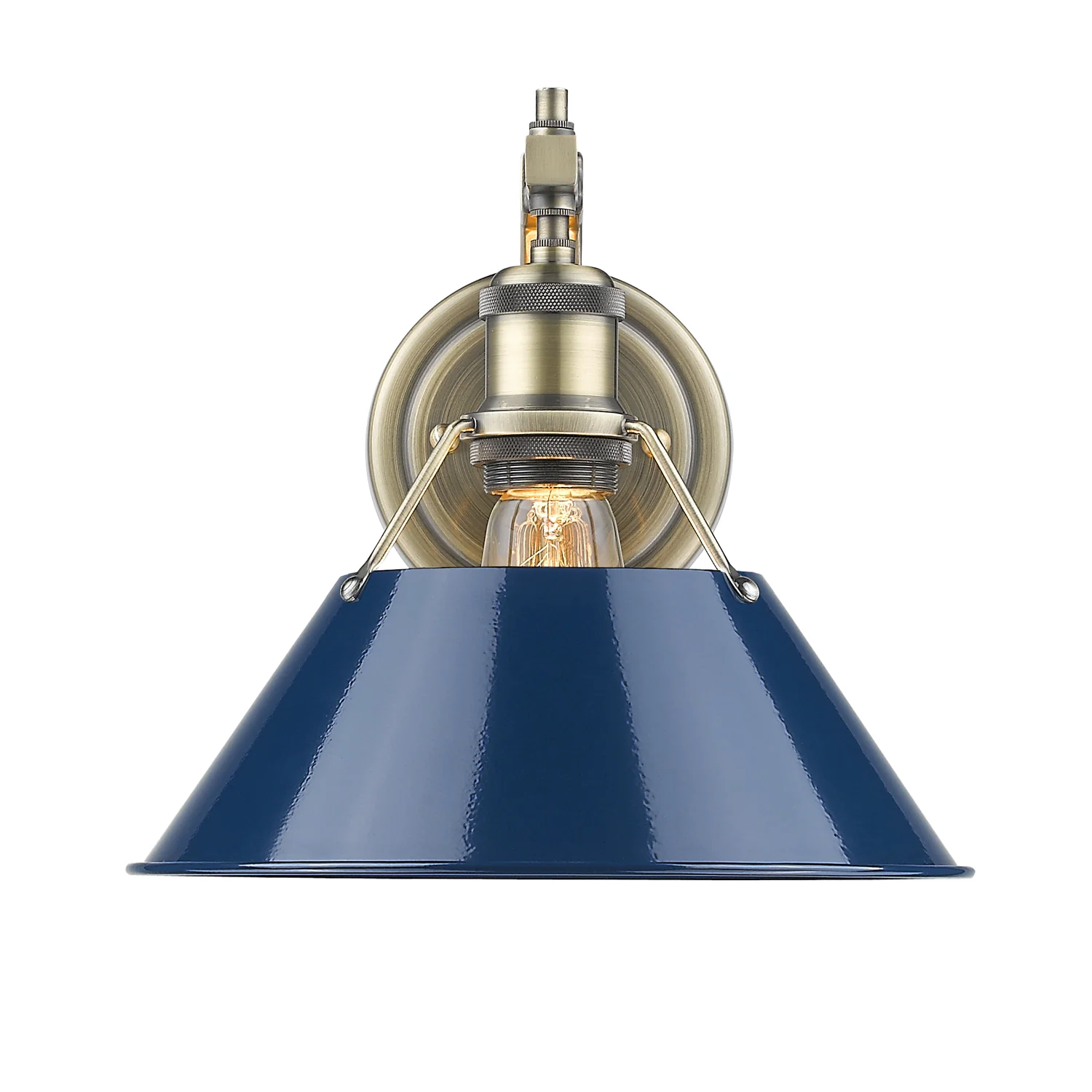Orwell 1-light Wall Sconce in Aged Brass and Navy Blue shade - Image 2