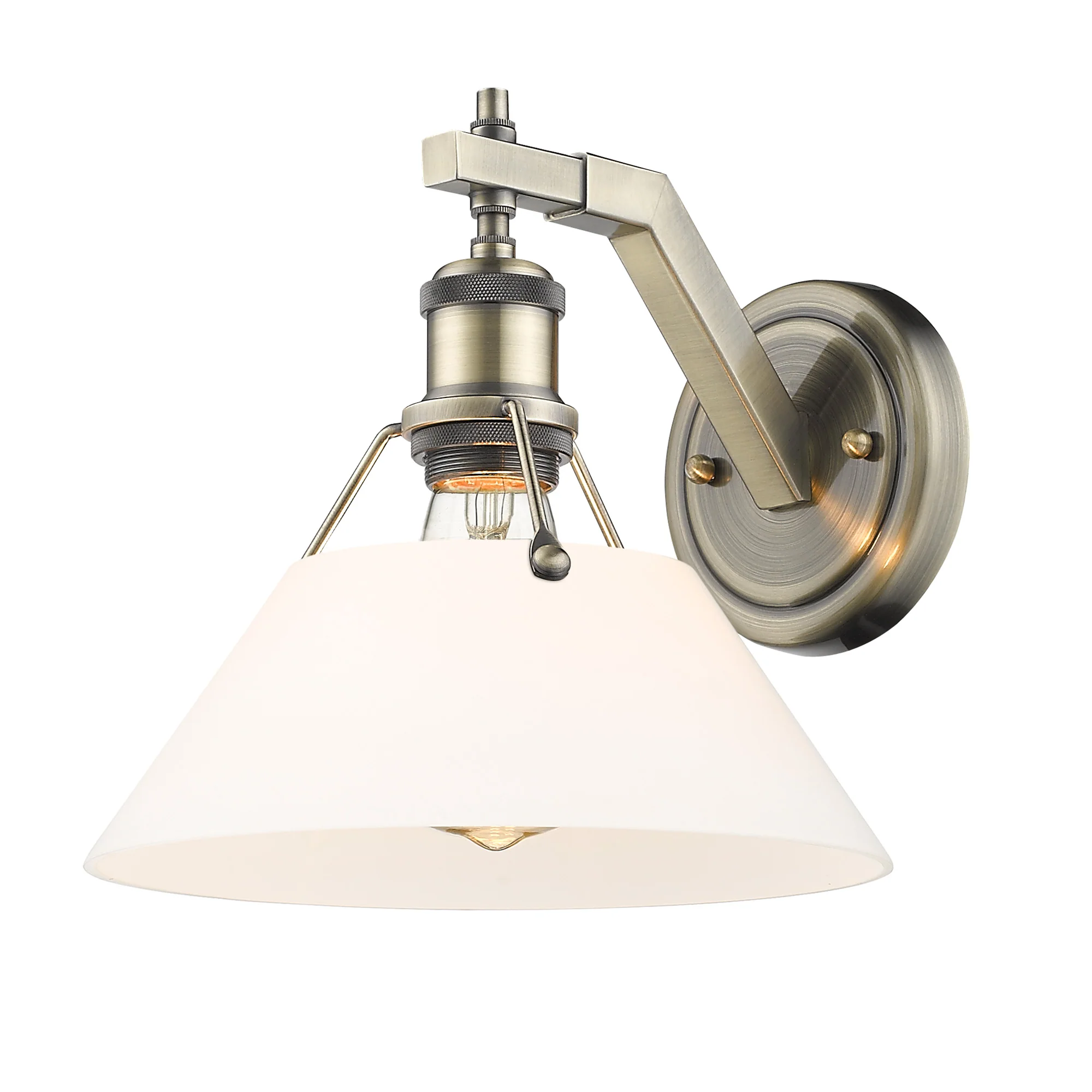 Orwell 1-light Wall Sconce in Aged Brass and Opal Glass