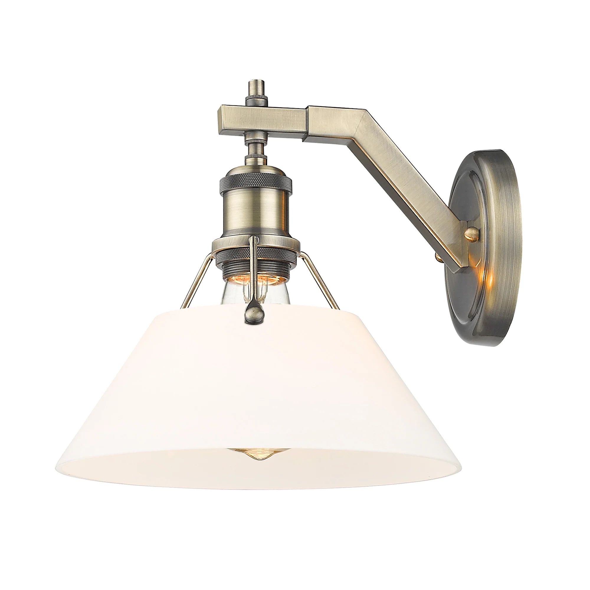 Orwell 1-light Wall Sconce in Aged Brass and Opal Glass - Image 2