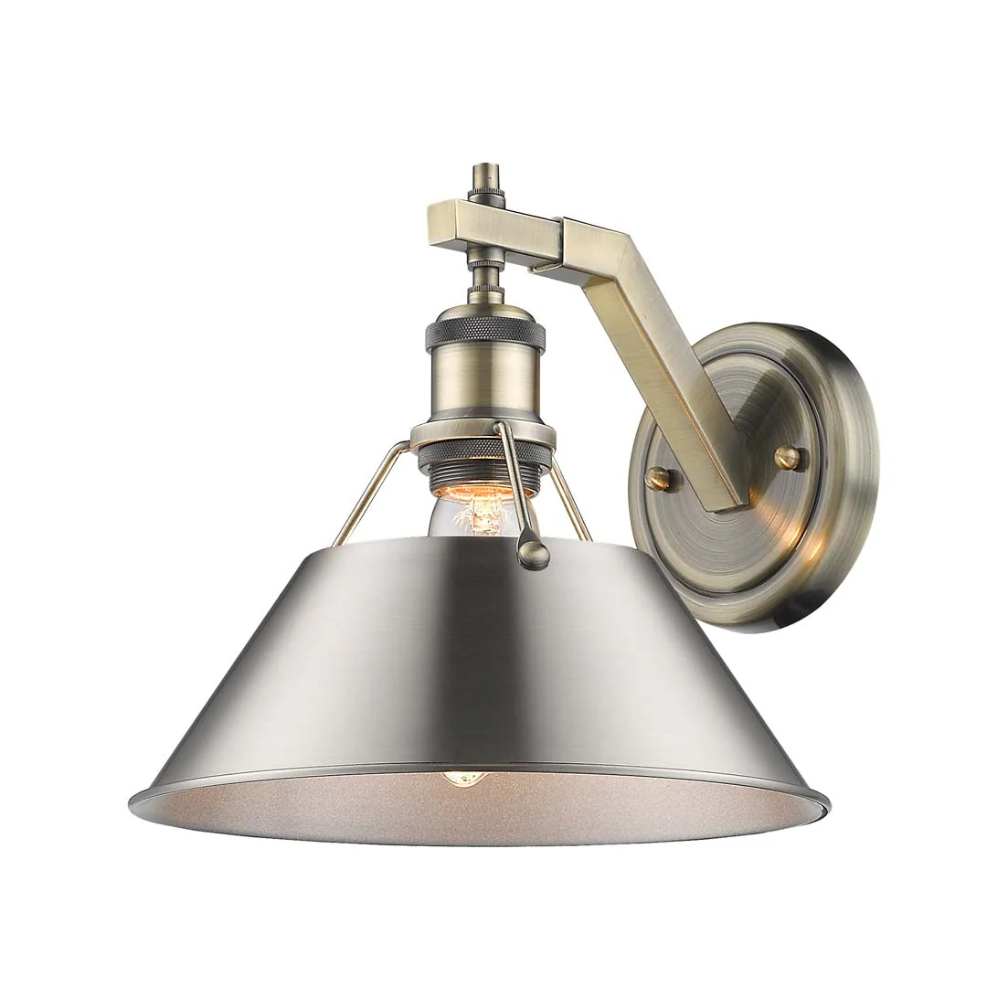 Orwell 1-light Wall Sconce in Aged Brass and Pewter shade