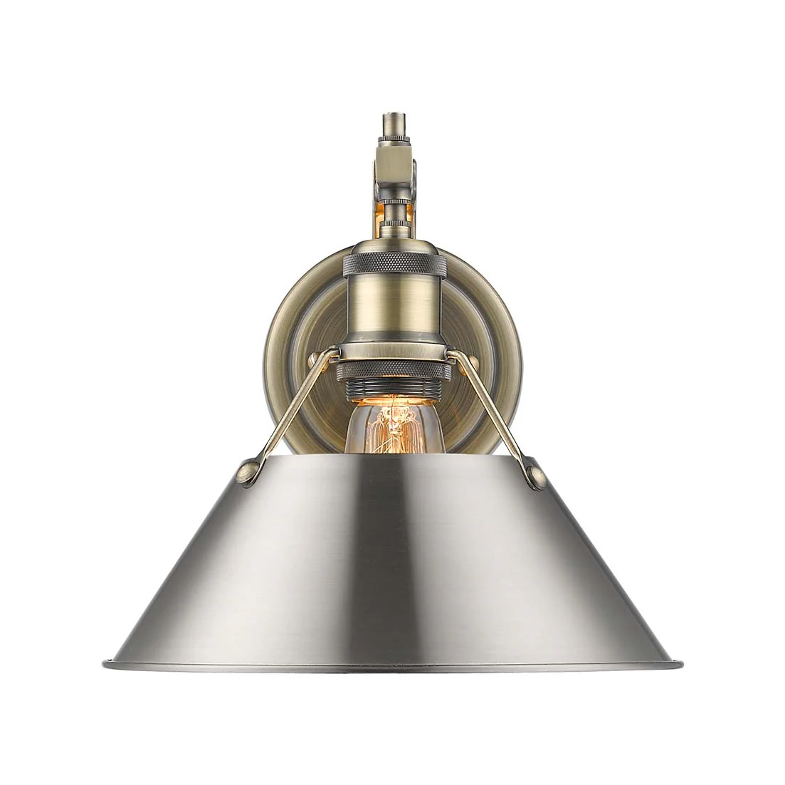 Orwell 1-light Wall Sconce in Aged Brass and Pewter shade - Image 2