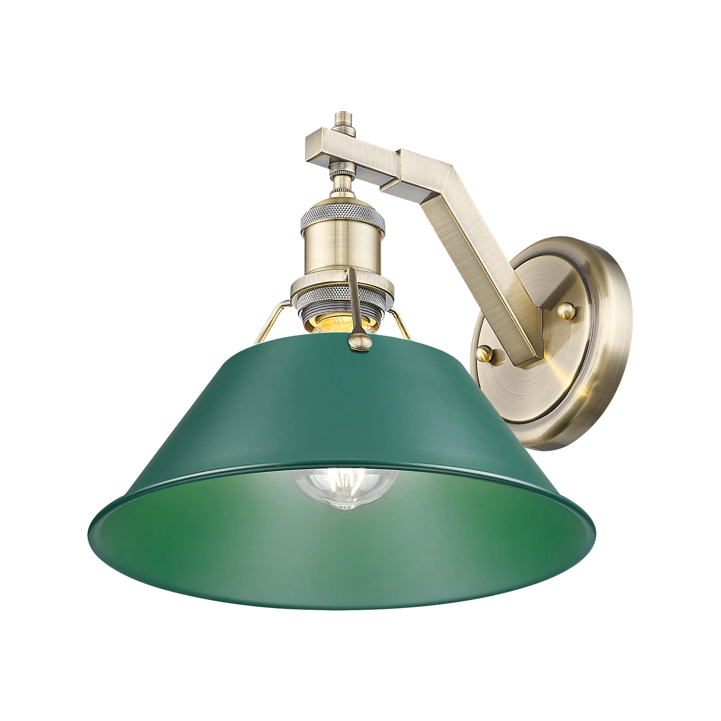 Orwell 1-light Wall Sconce in Aged Brass and Pine Green shade