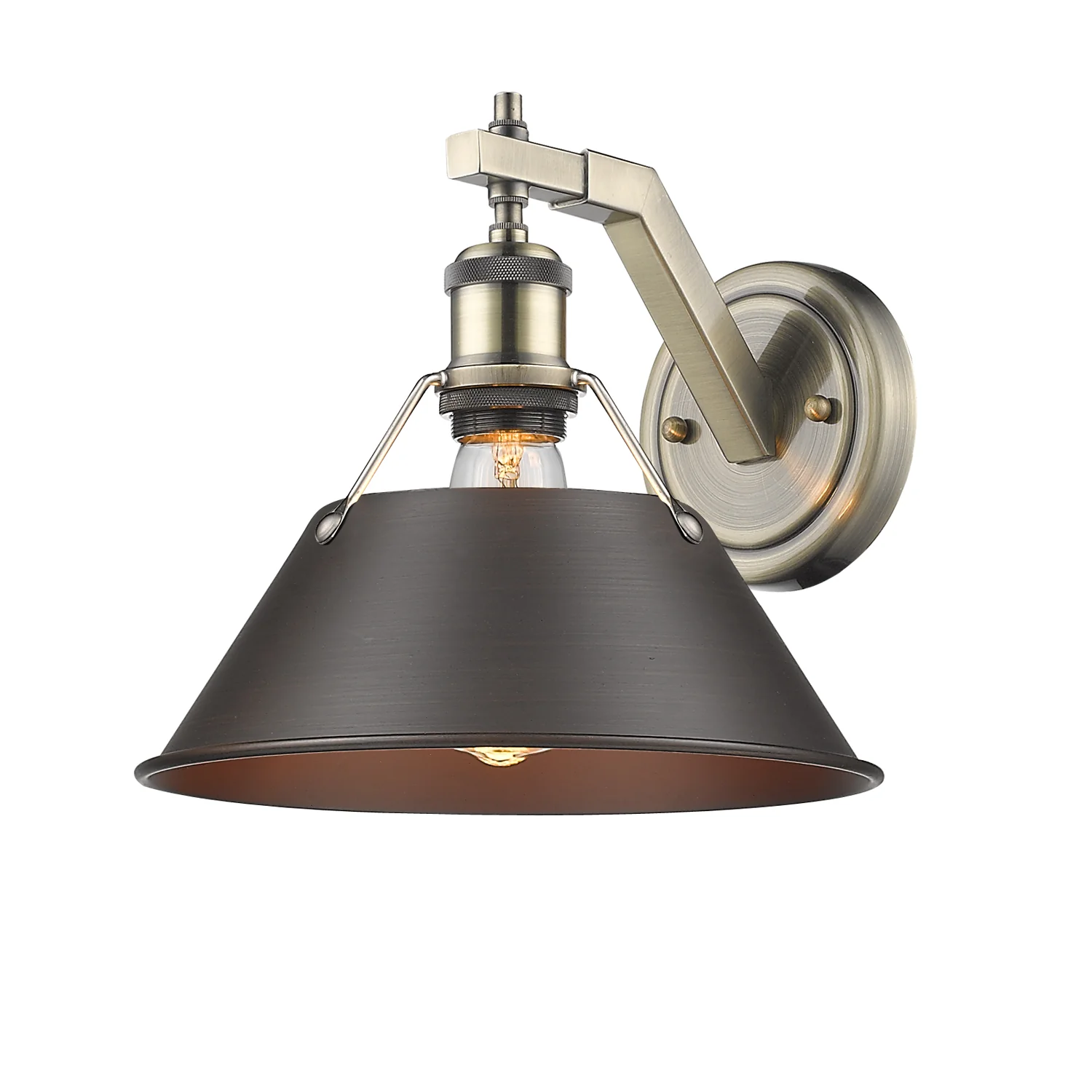 Orwell 1-light Wall Sconce in Aged Brass and Rubbed Bronze shade