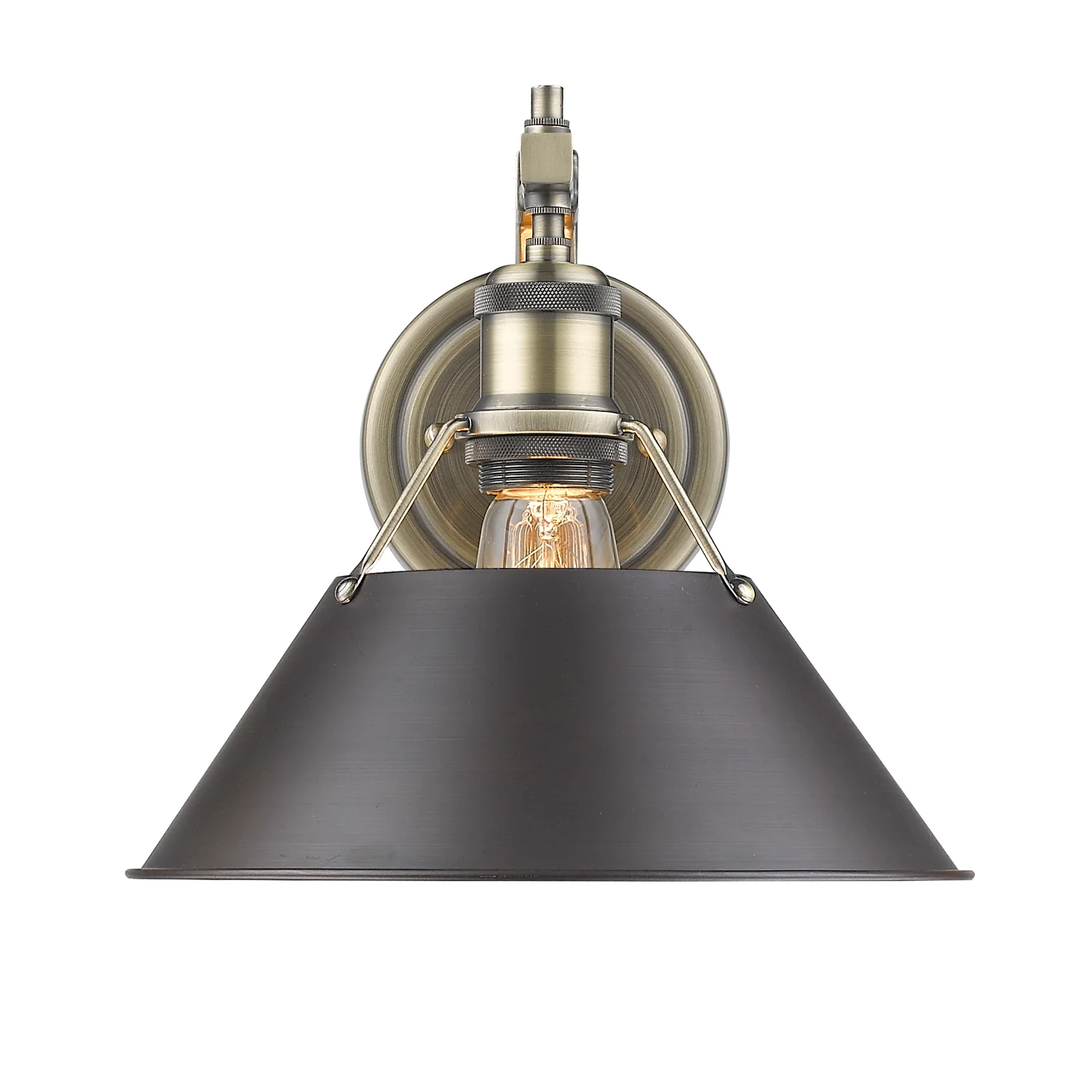 Orwell 1-light Wall Sconce in Aged Brass and Rubbed Bronze shade - Image 2