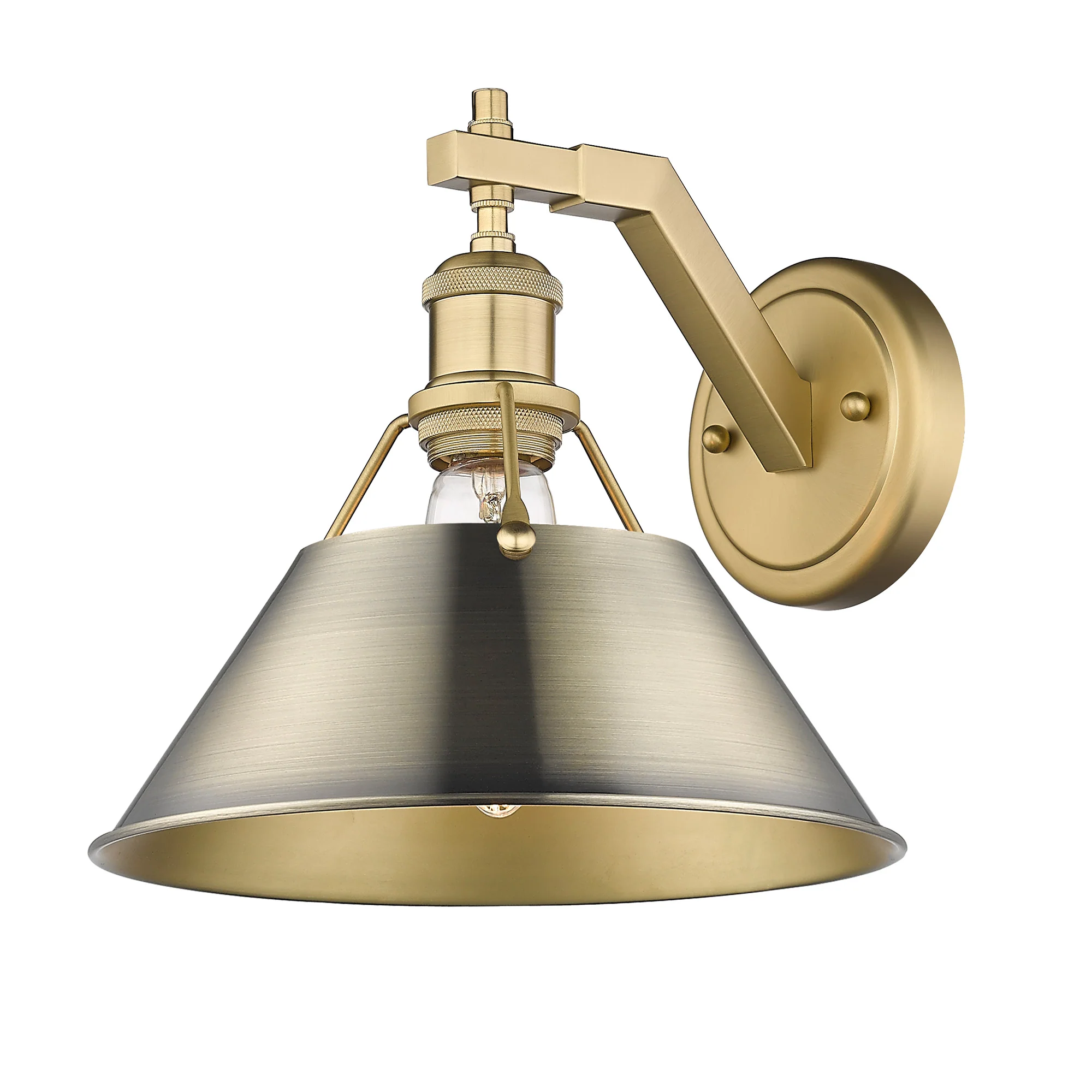 Orwell 1-light Wall Sconce in Brushed Champagne Brass and Aged Brass shade
