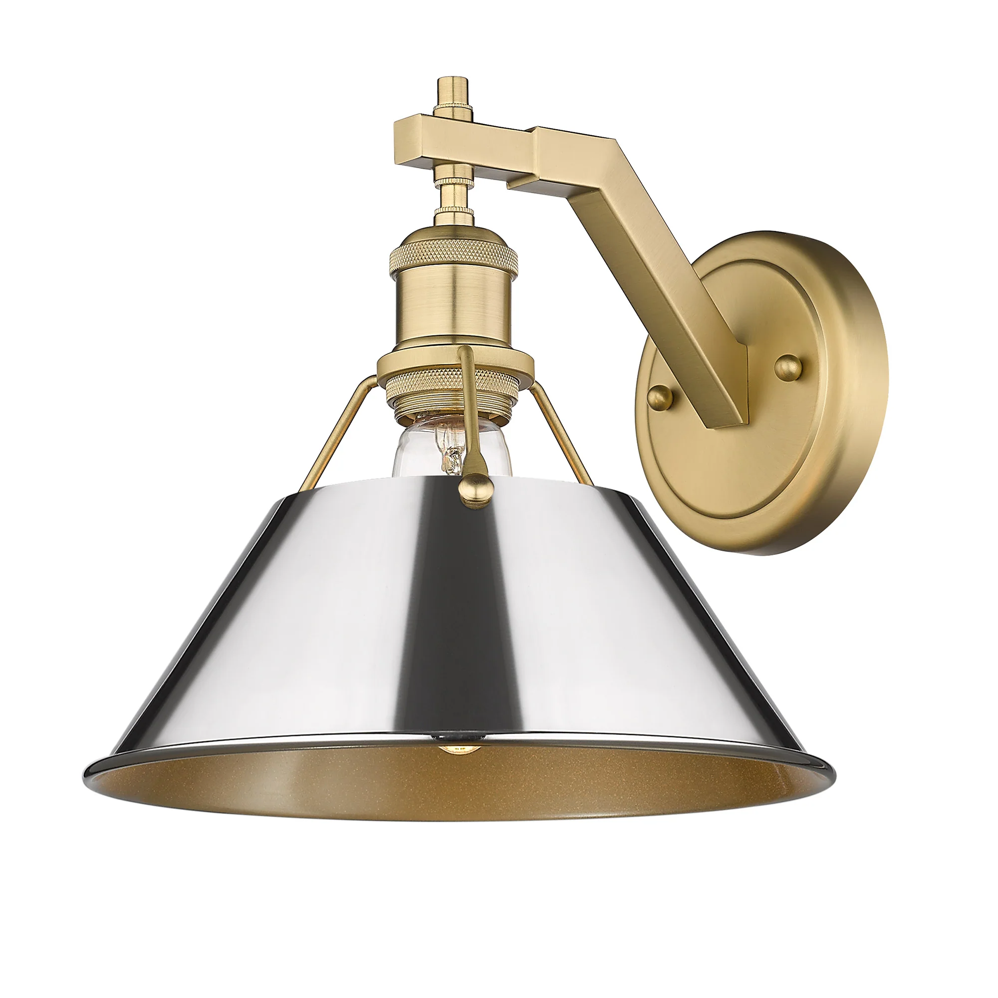 Orwell 1-light Wall Sconce in Brushed Champagne Brass and Chrome shade