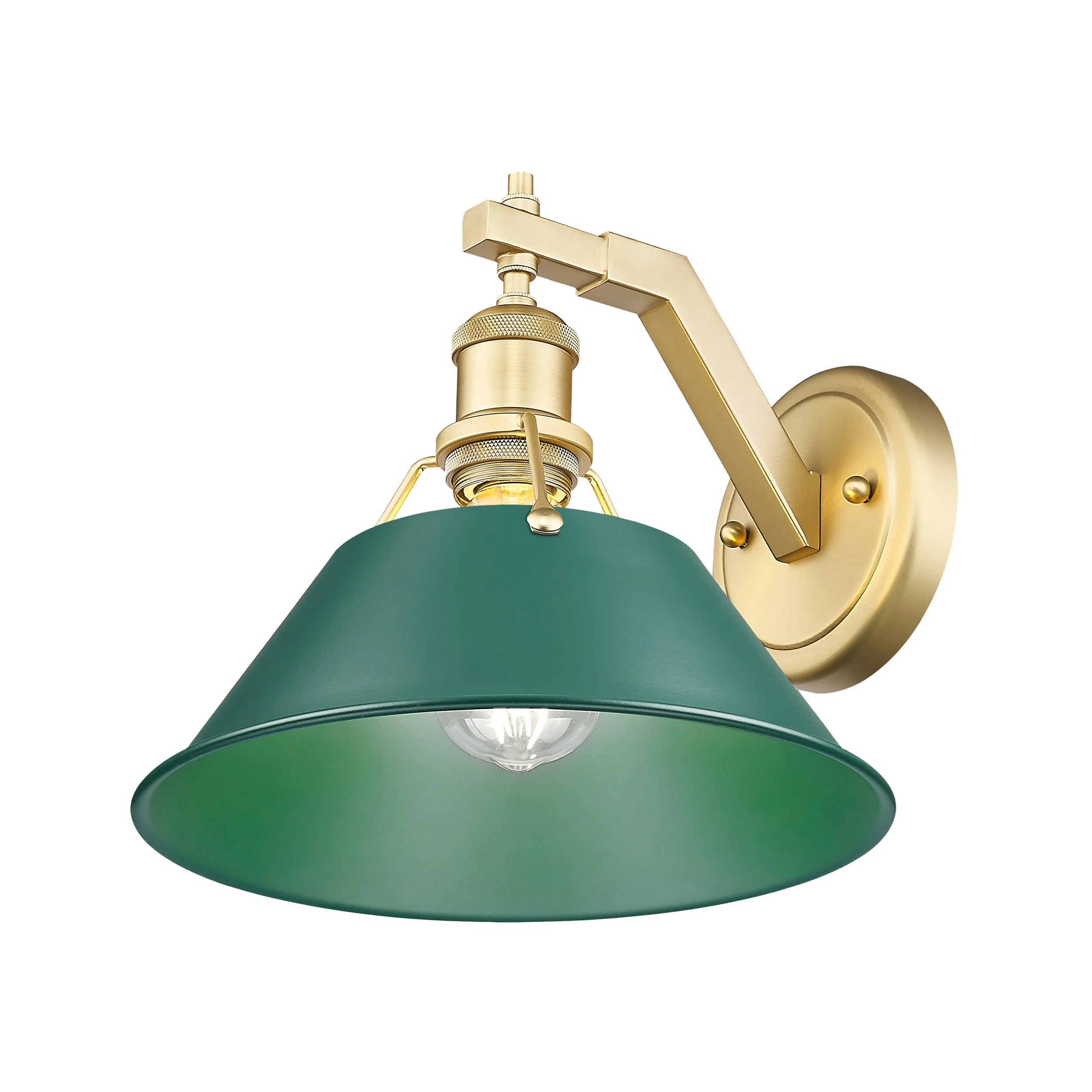 Orwell 1-light Wall Sconce in Brushed Champagne Brass and Pine Green shade