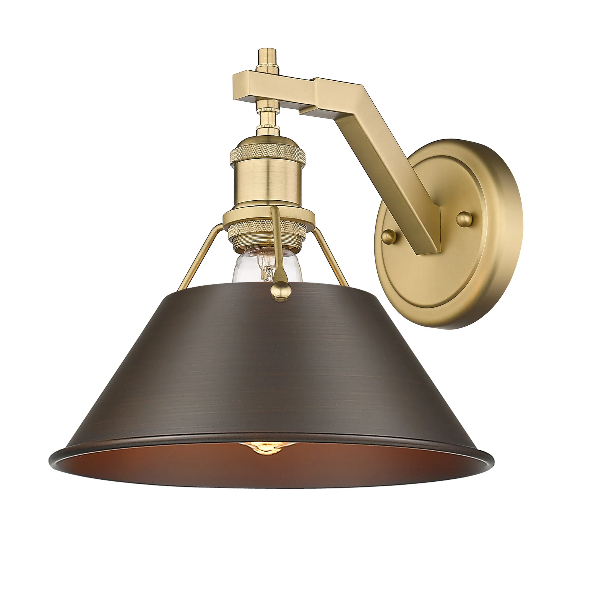 Orwell 1-light Wall Sconce in Brushed Champagne Brass and Rubbed Bronze shade