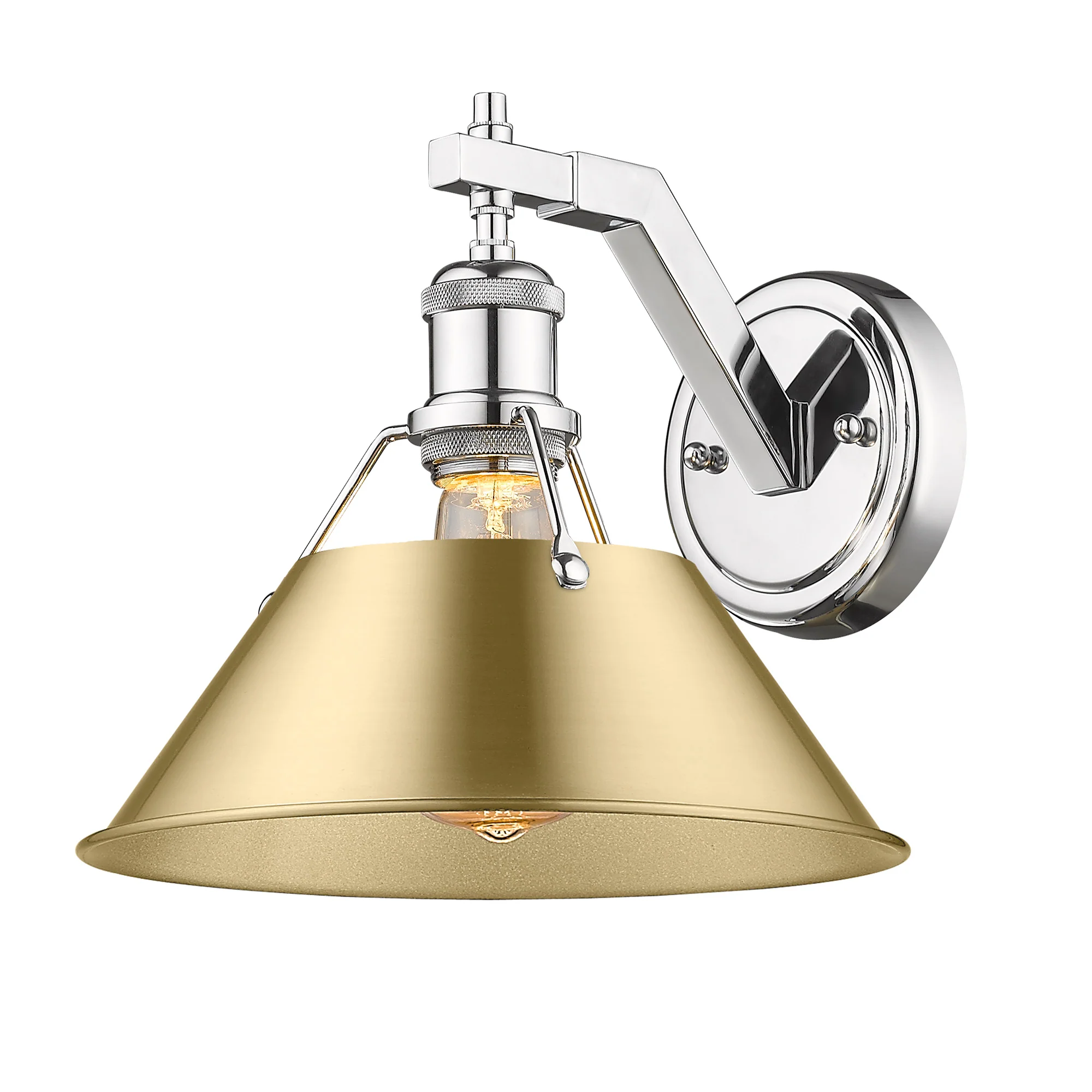 Orwell 1-light Wall Sconce in Chrome and Brushed Champagne Brass shade