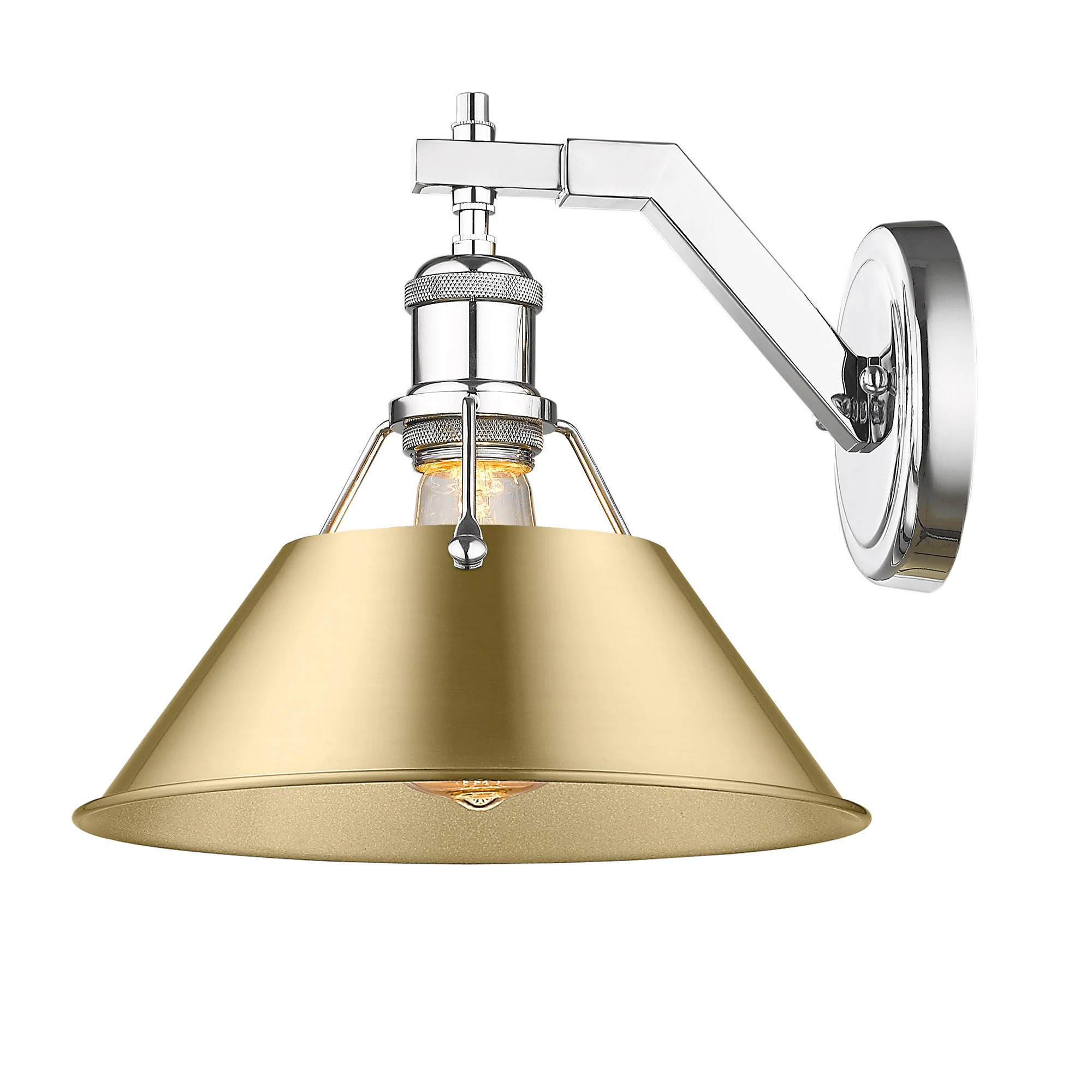 Orwell 1-light Wall Sconce in Chrome and Brushed Champagne Brass shade - Image 2