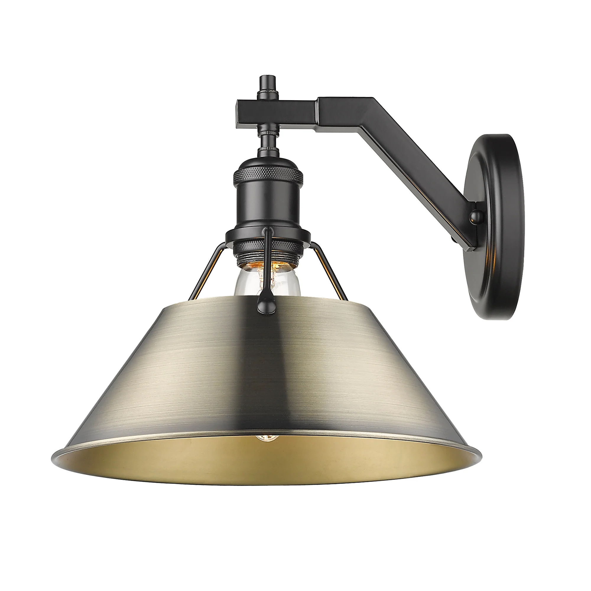 Orwell 1-light Wall Sconce in Matte Black and Aged Brass shade - Image 2