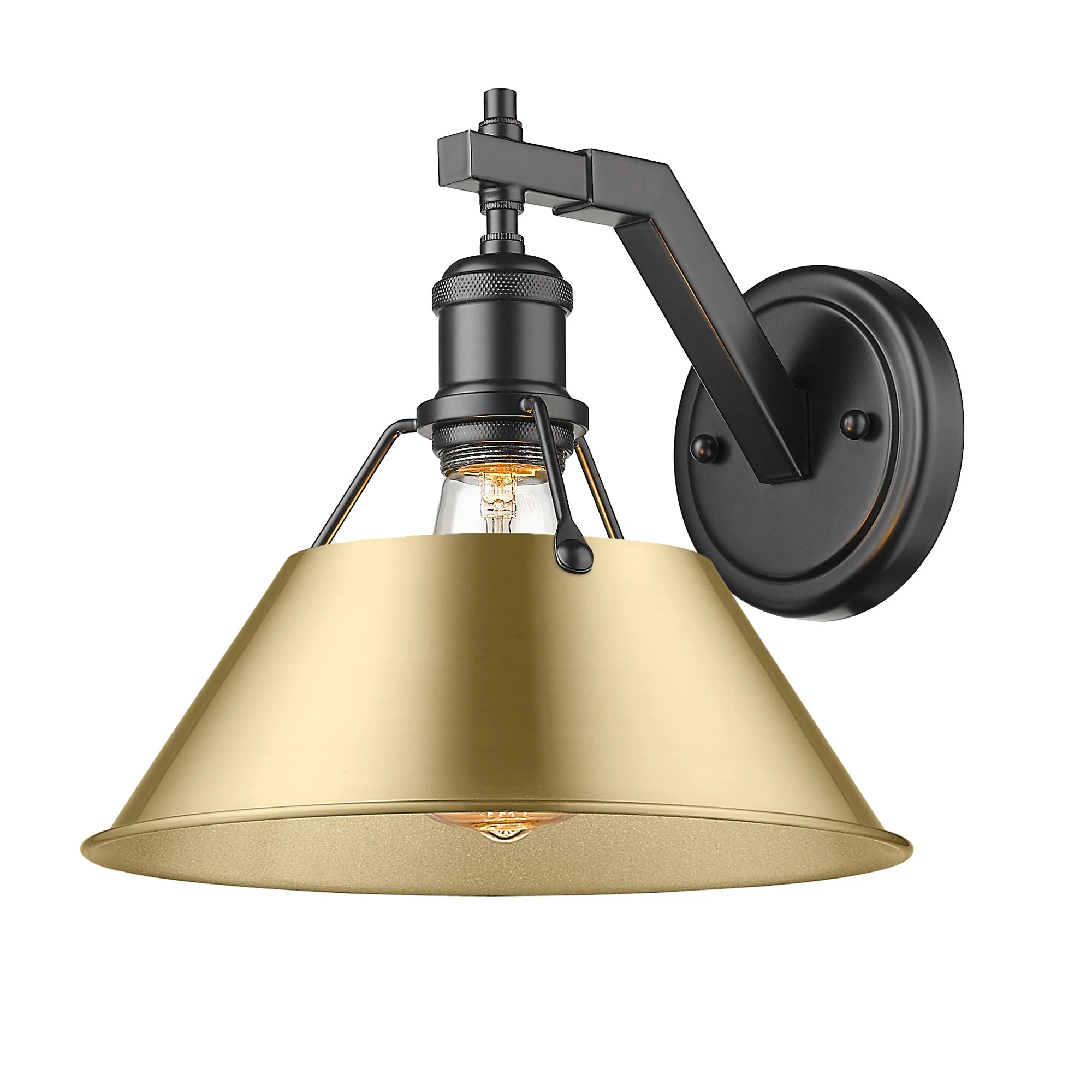Orwell 1-light Wall Sconce in Matte Black and Brushed Champagne Brass shade