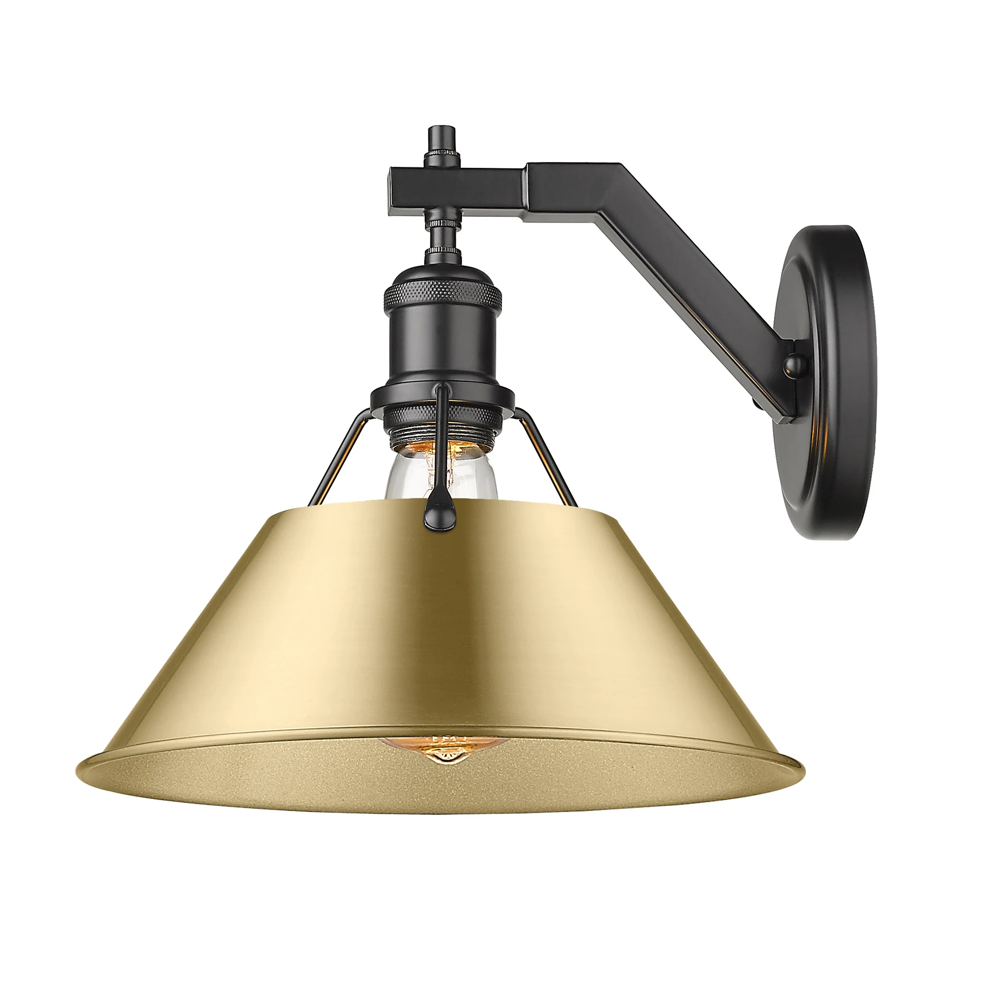 Orwell 1-light Wall Sconce in Matte Black and Brushed Champagne Brass shade - Image 2