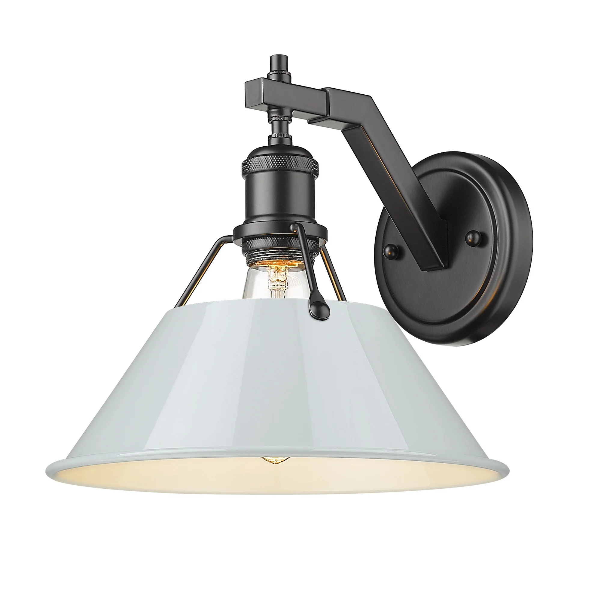 Orwell 1-light Wall Sconce in Matte Black and Dusky Blue shade