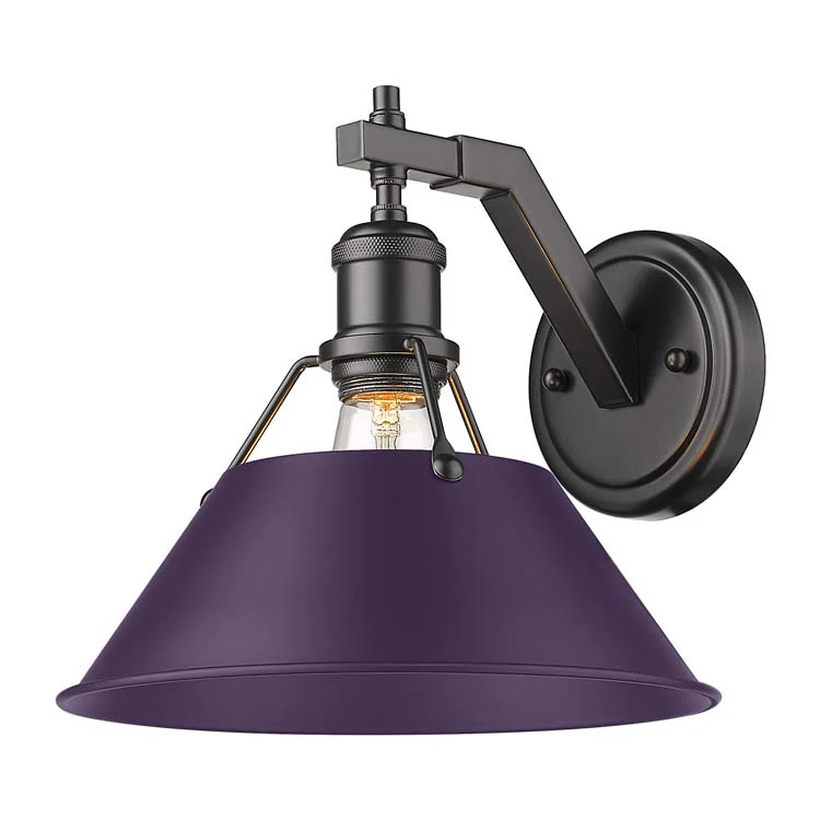 Orwell 1-light Wall Sconce in Matte Black and Exotic Purple shade