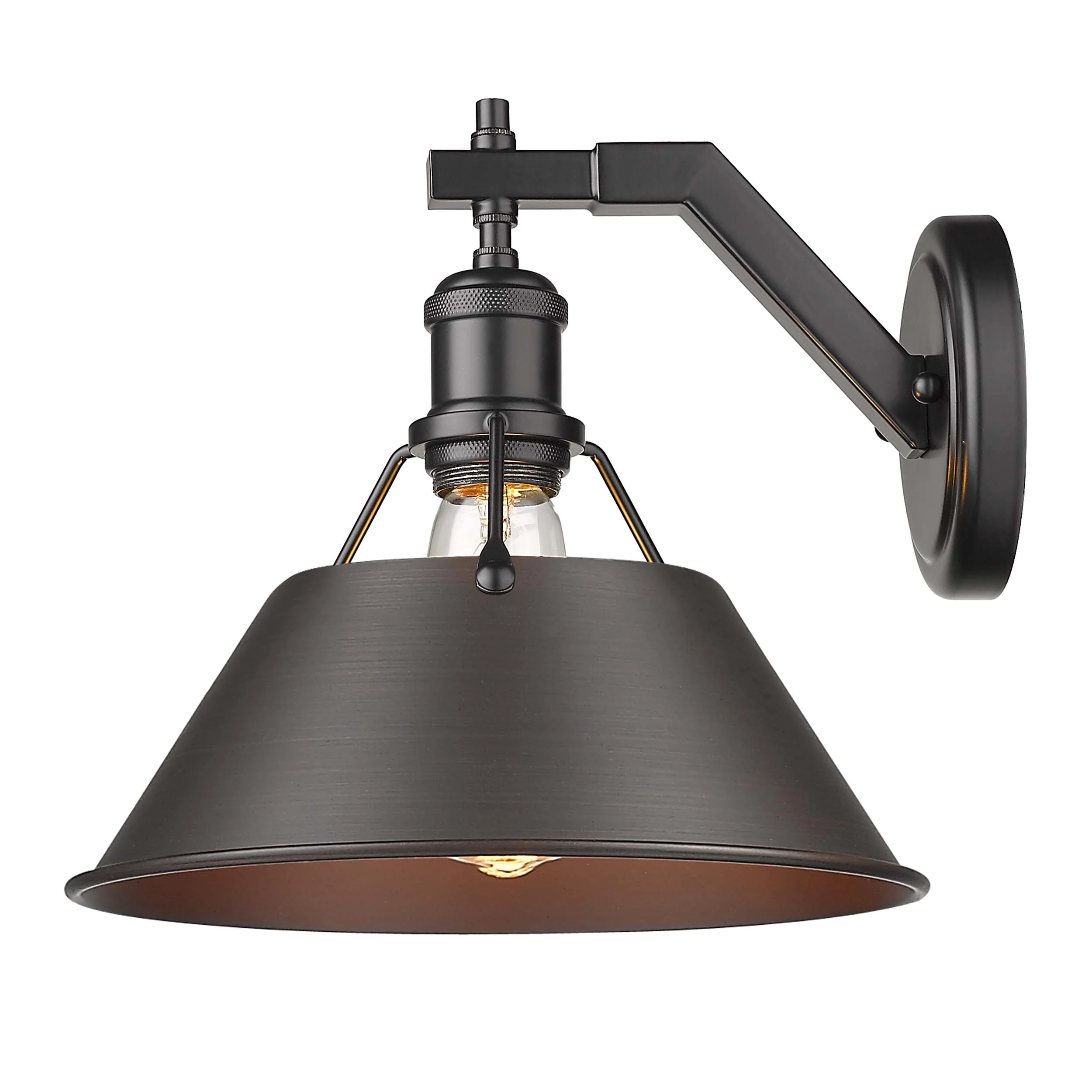 Orwell 1-light Wall Sconce in Matte Black and Rubbed Bronze shade - Image 2