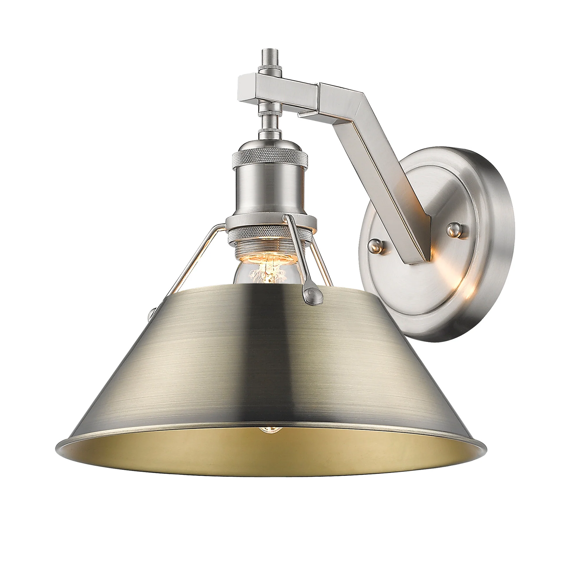 Orwell 1-light Wall Sconce in Pewter and Aged Brass shade