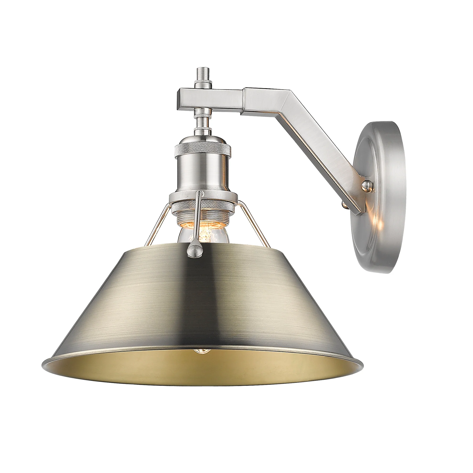 Orwell 1-light Wall Sconce in Pewter and Aged Brass shade - Image 2