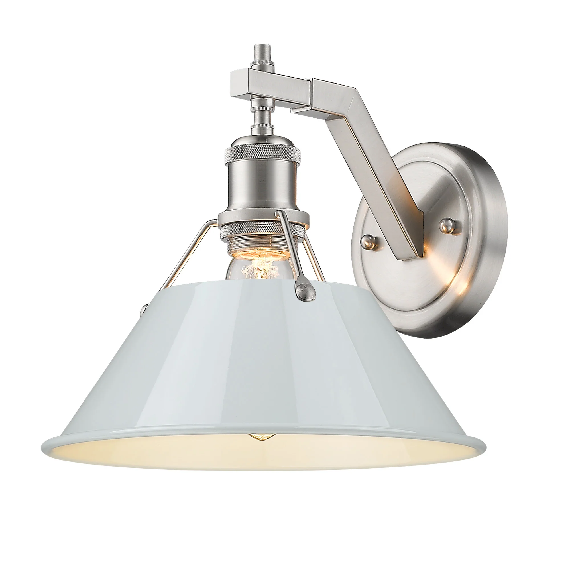 Orwell 1-light Wall Sconce in Pewter and Dusky Blue shade