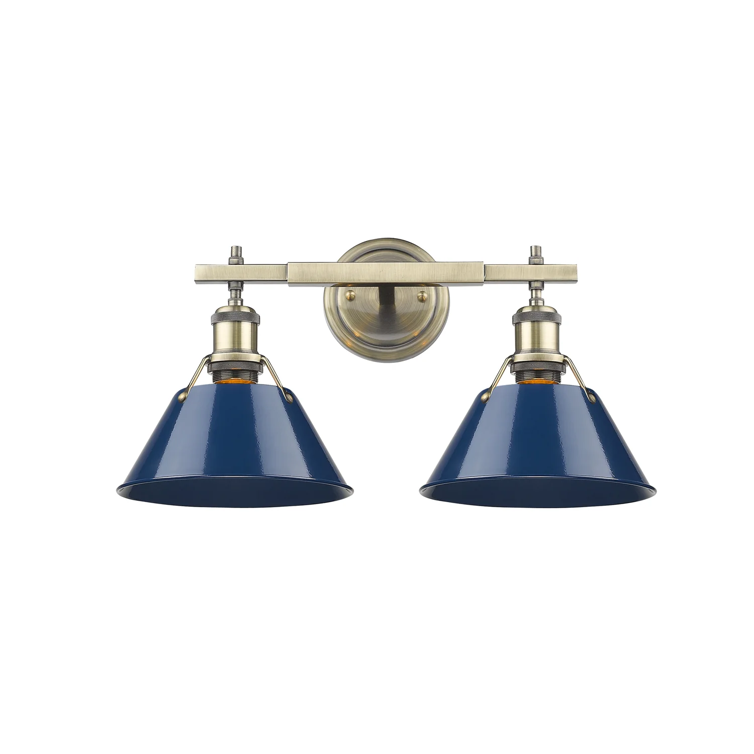 Orwell 2-light Vanity in Aged Brass and Navy Blue shade