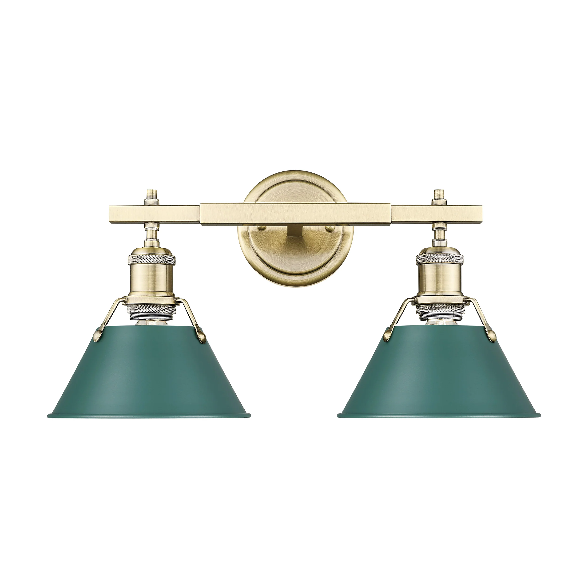 Orwell 2-light Vanity in Aged Brass and Pine Green shade - Image 2