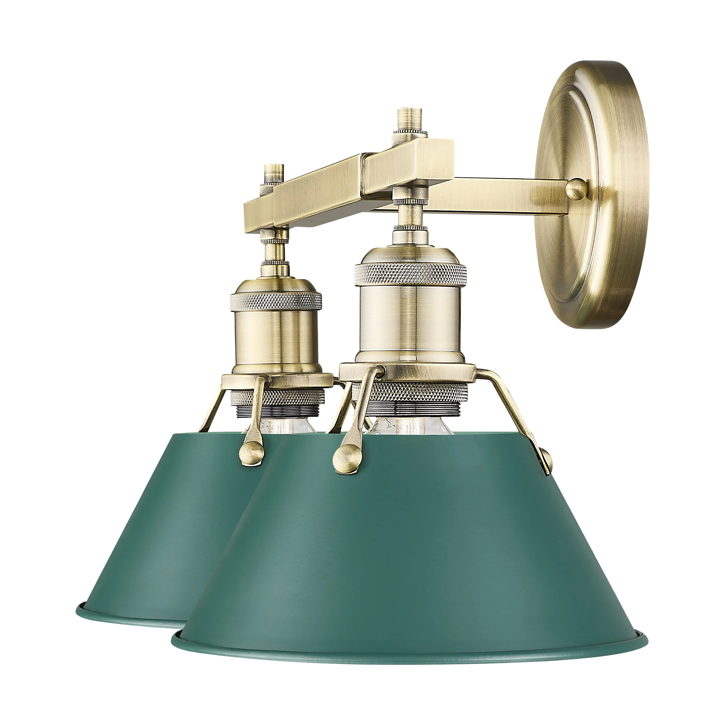 Orwell 2-light Vanity in Aged Brass and Pine Green shade - Image 3