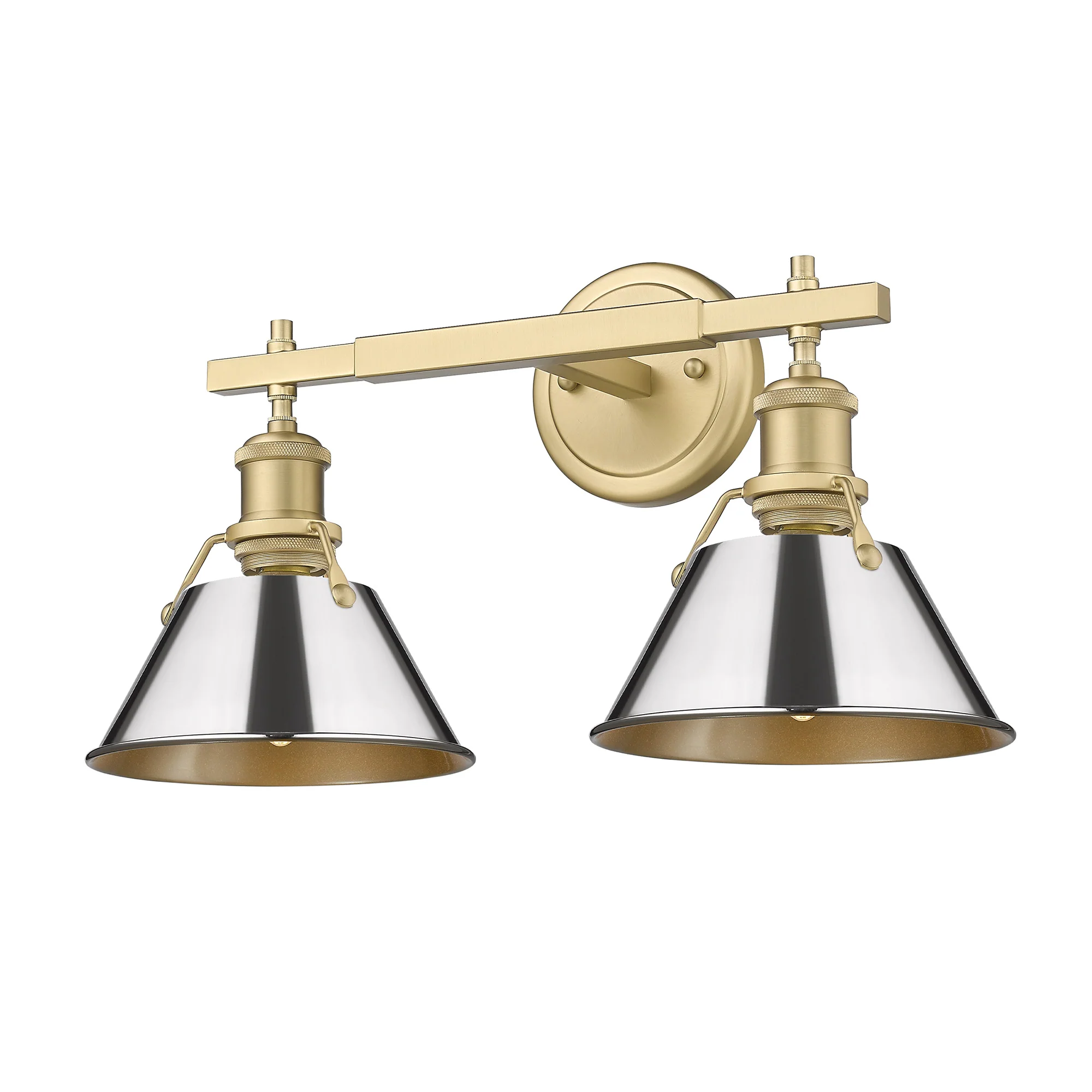 Orwell 2-light Vanity in Brushed Champagne Brass and Chrome shade
