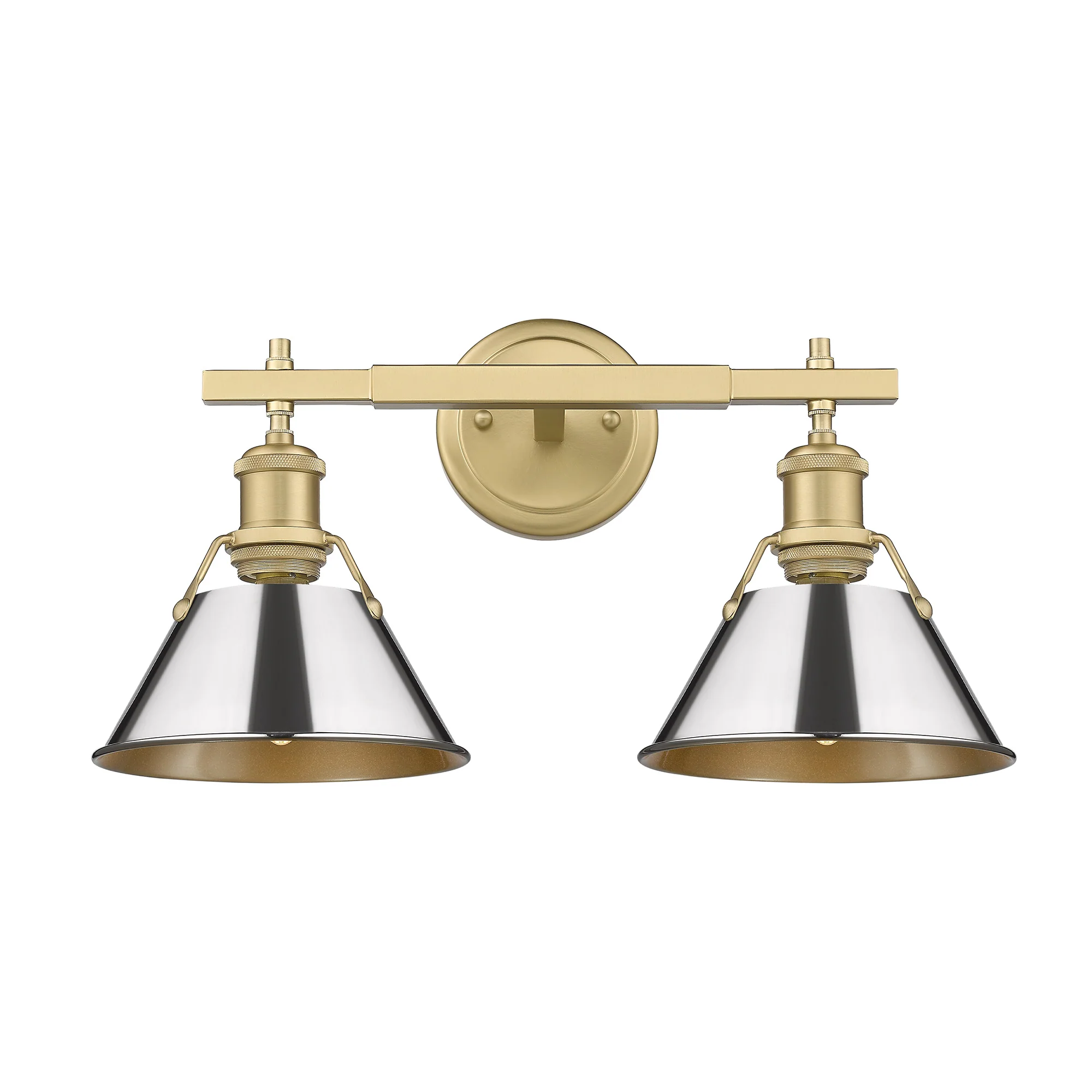 Orwell 2-light Vanity in Brushed Champagne Brass and Chrome shade - Image 2