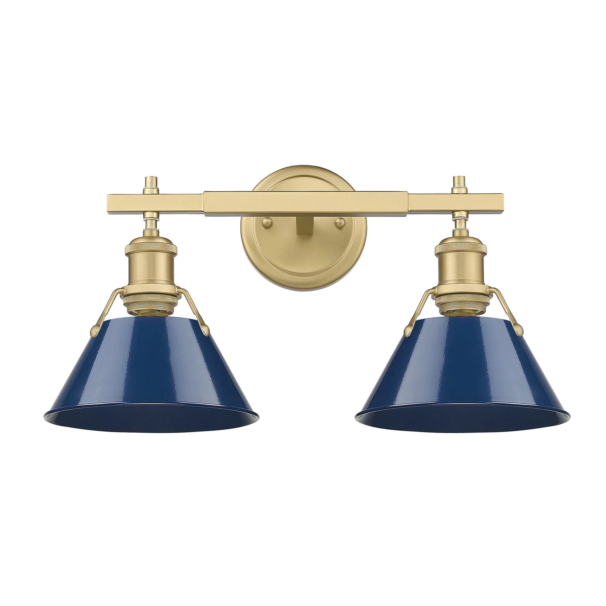 Orwell 2-light Vanity in Brushed Champagne Brass and Navy Blue shade - Image 2