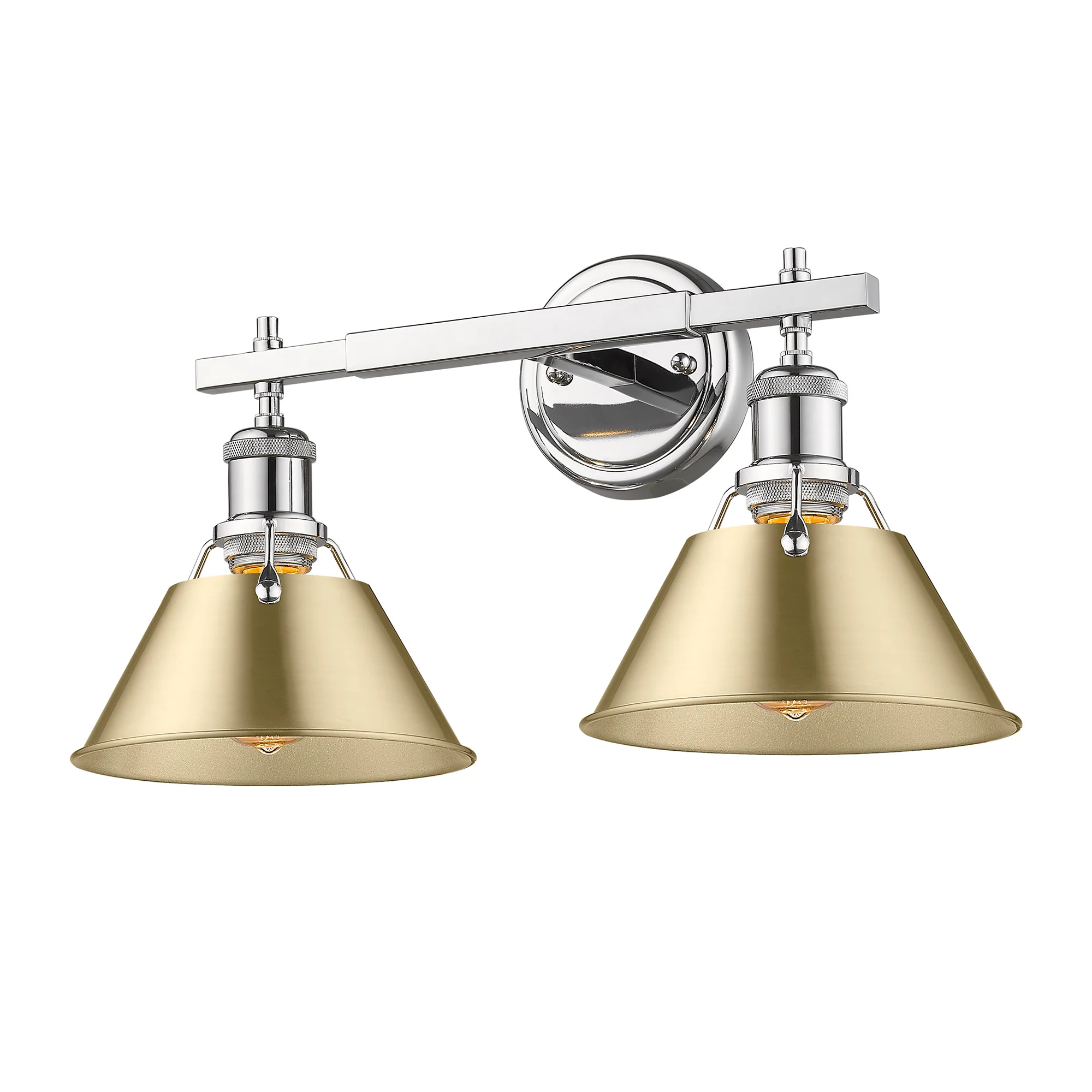 Orwell 2-light Vanity in Chrome and Brushed Champagne Brass shade