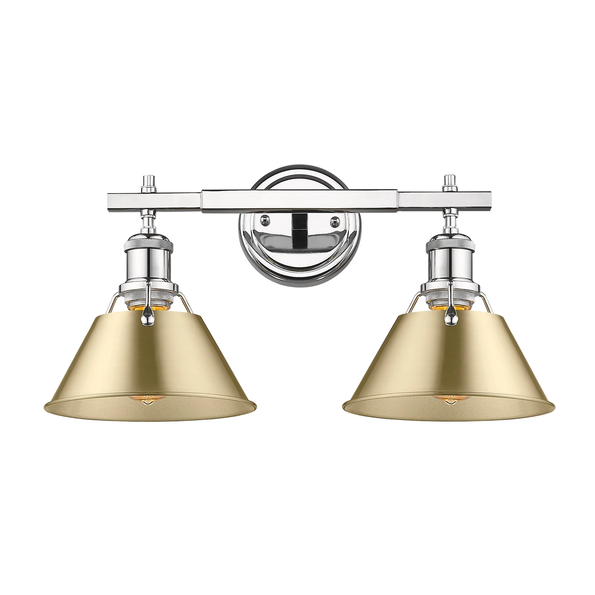 Orwell 2-light Vanity in Chrome and Brushed Champagne Brass shade - Image 2